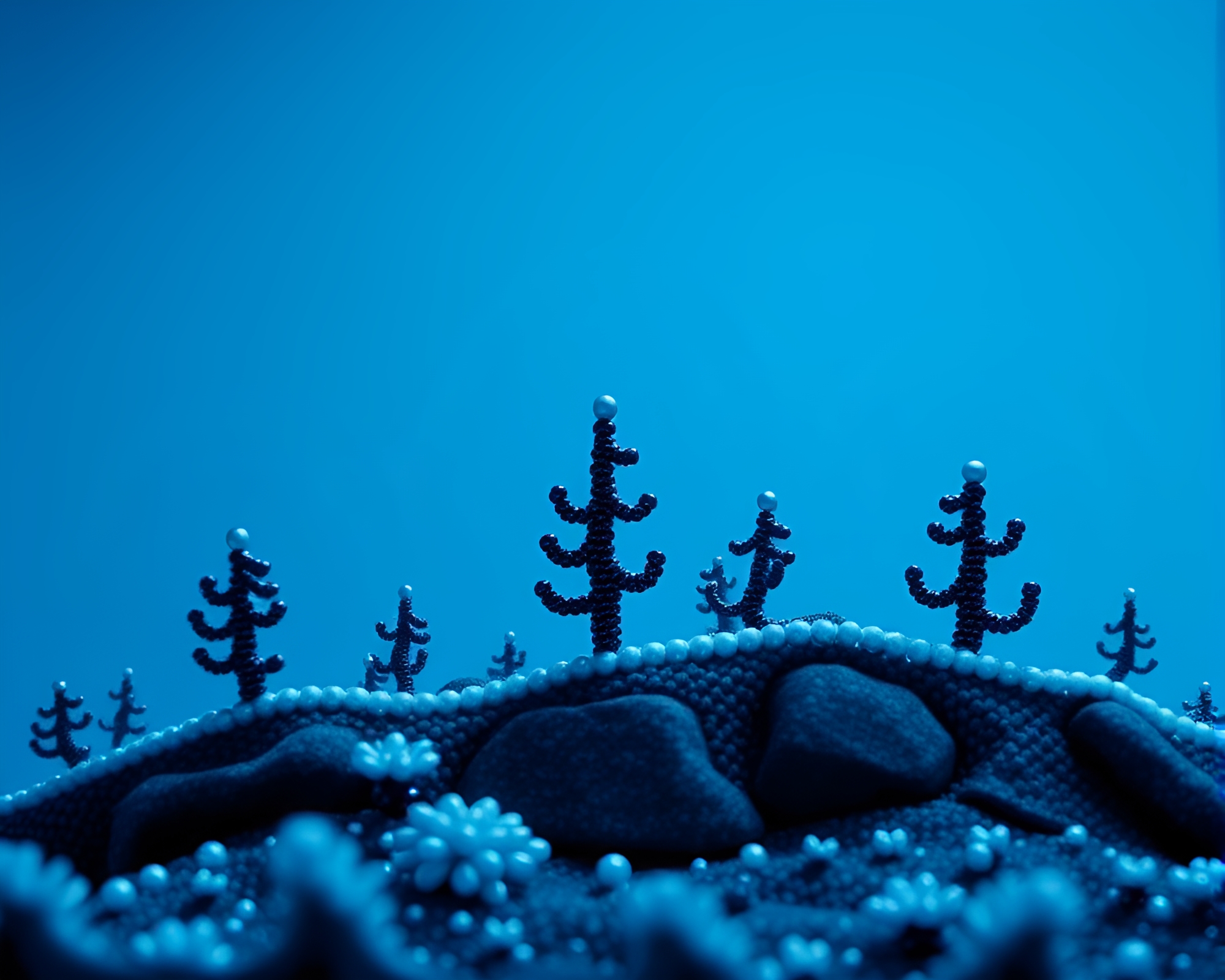 Plateau Beadwork Still in Monochrome Blue – free AI stock image