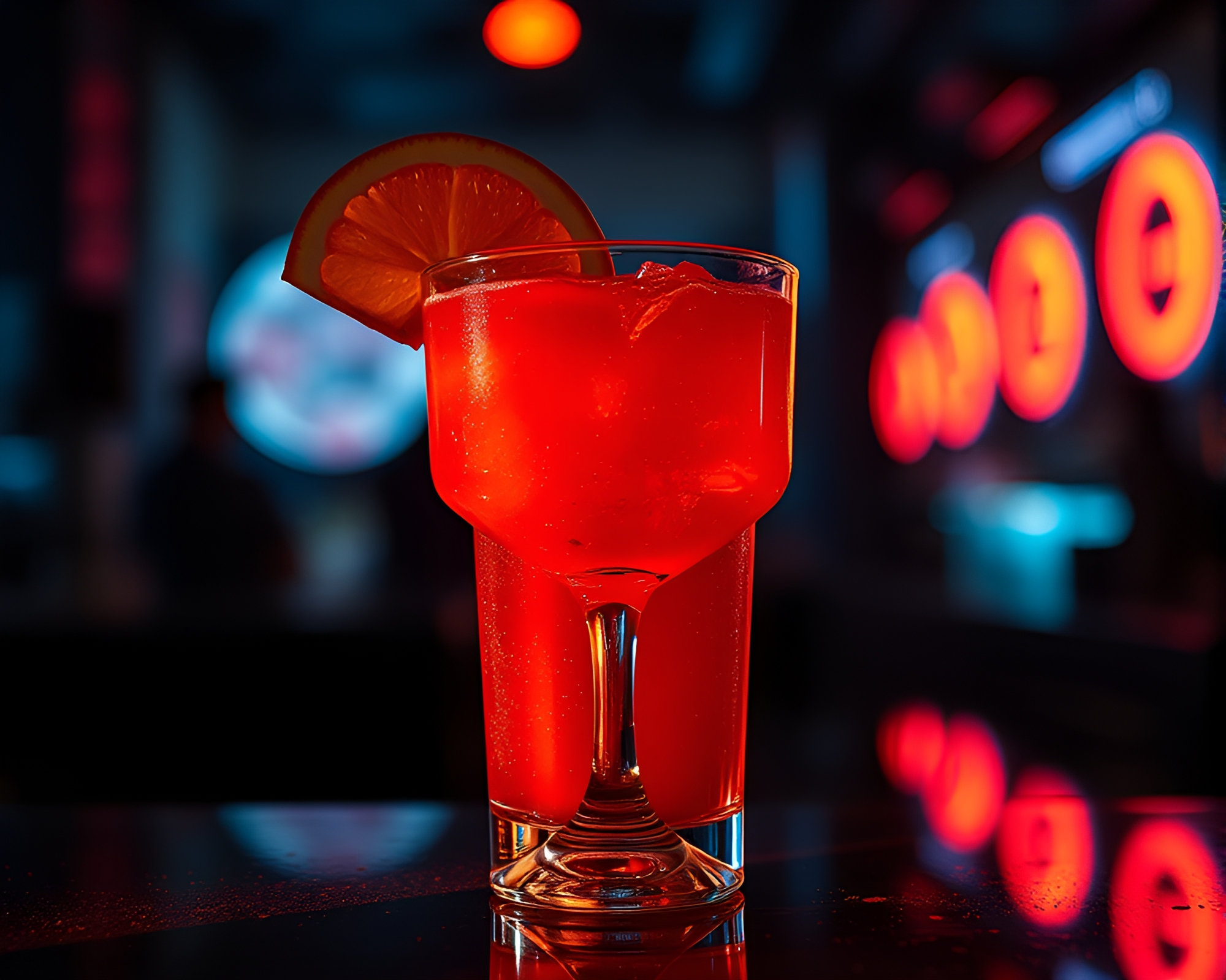 Blood Orange Cocktail Illuminated by Split Focus Diopter – free AI stock image