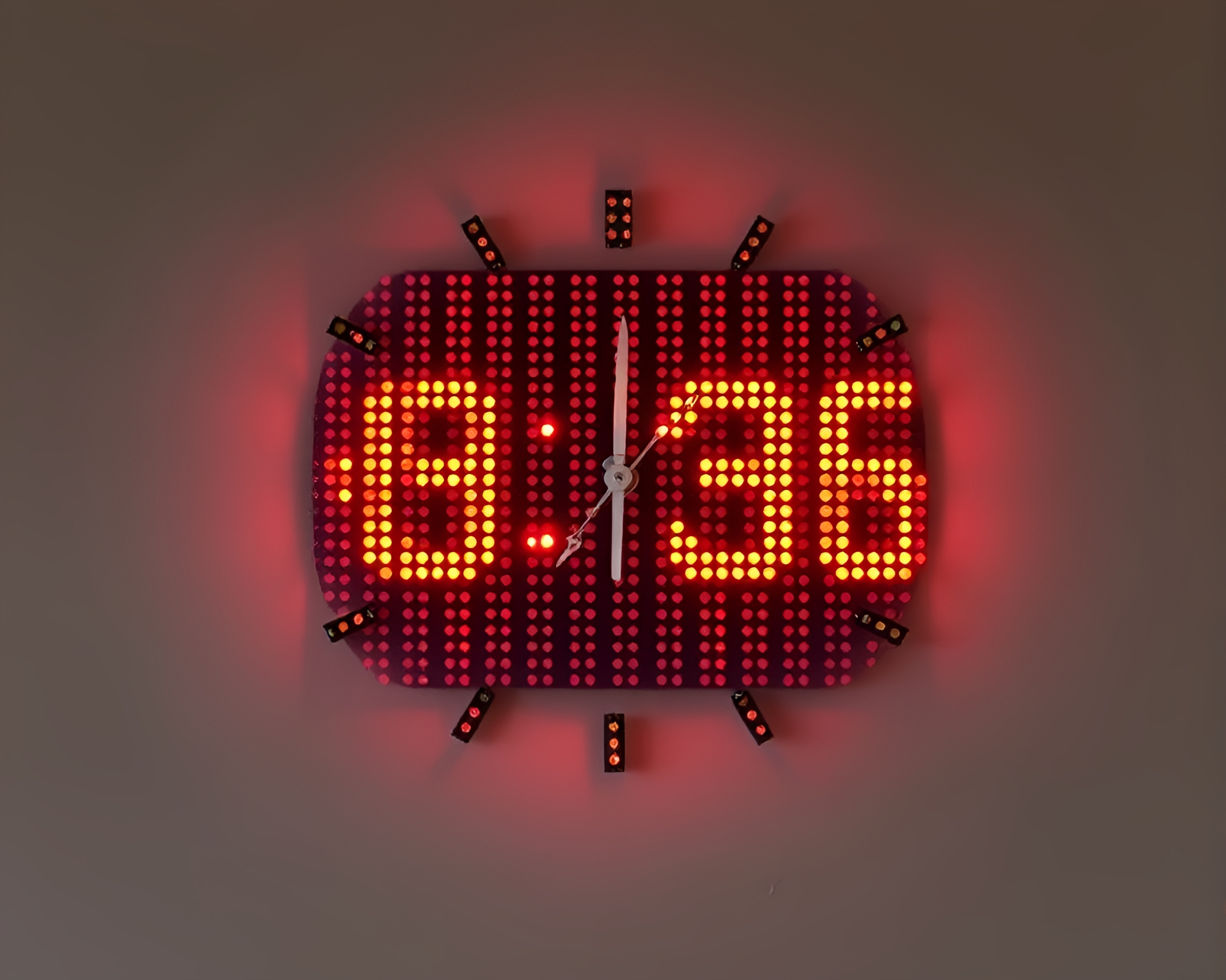 Chrono Clock LED Pixel Grid Encaustic Painting – free AI stock image