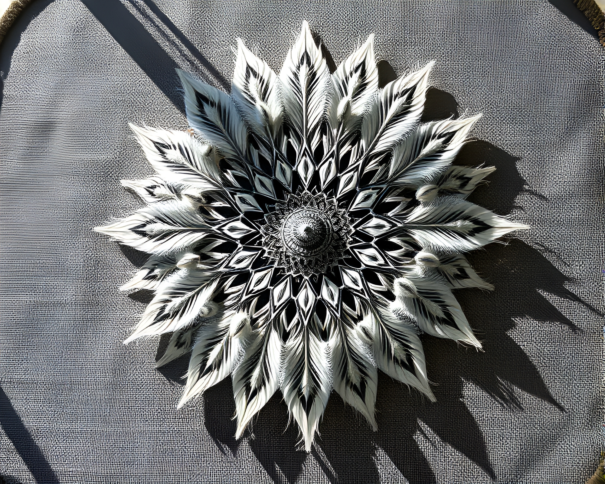Mandala Feather Dusting: Cloth Simulation Shadows – free AI stock image