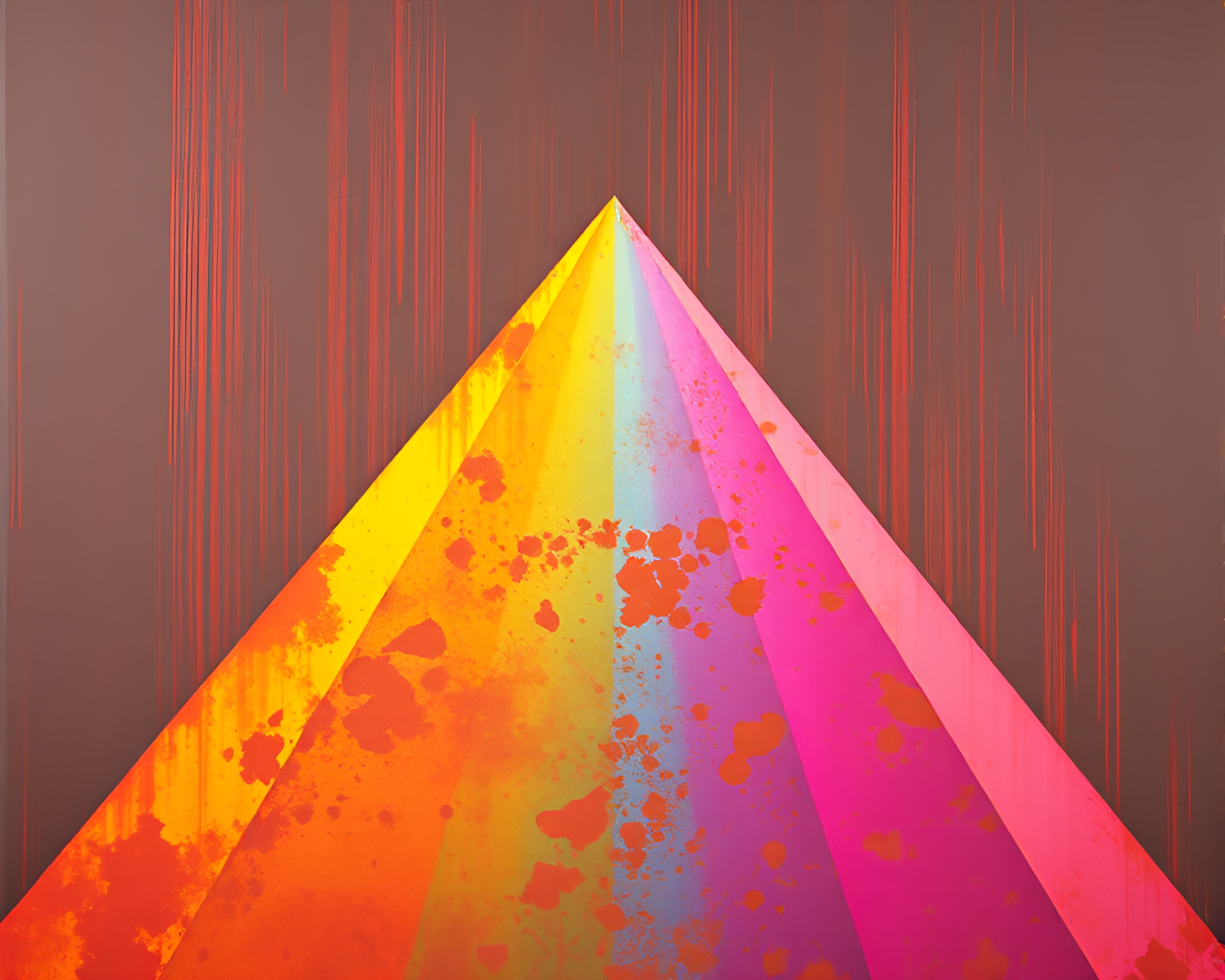 Pyramid of Rust Stain Streaks in Rainbow Spectrum – free AI stock image