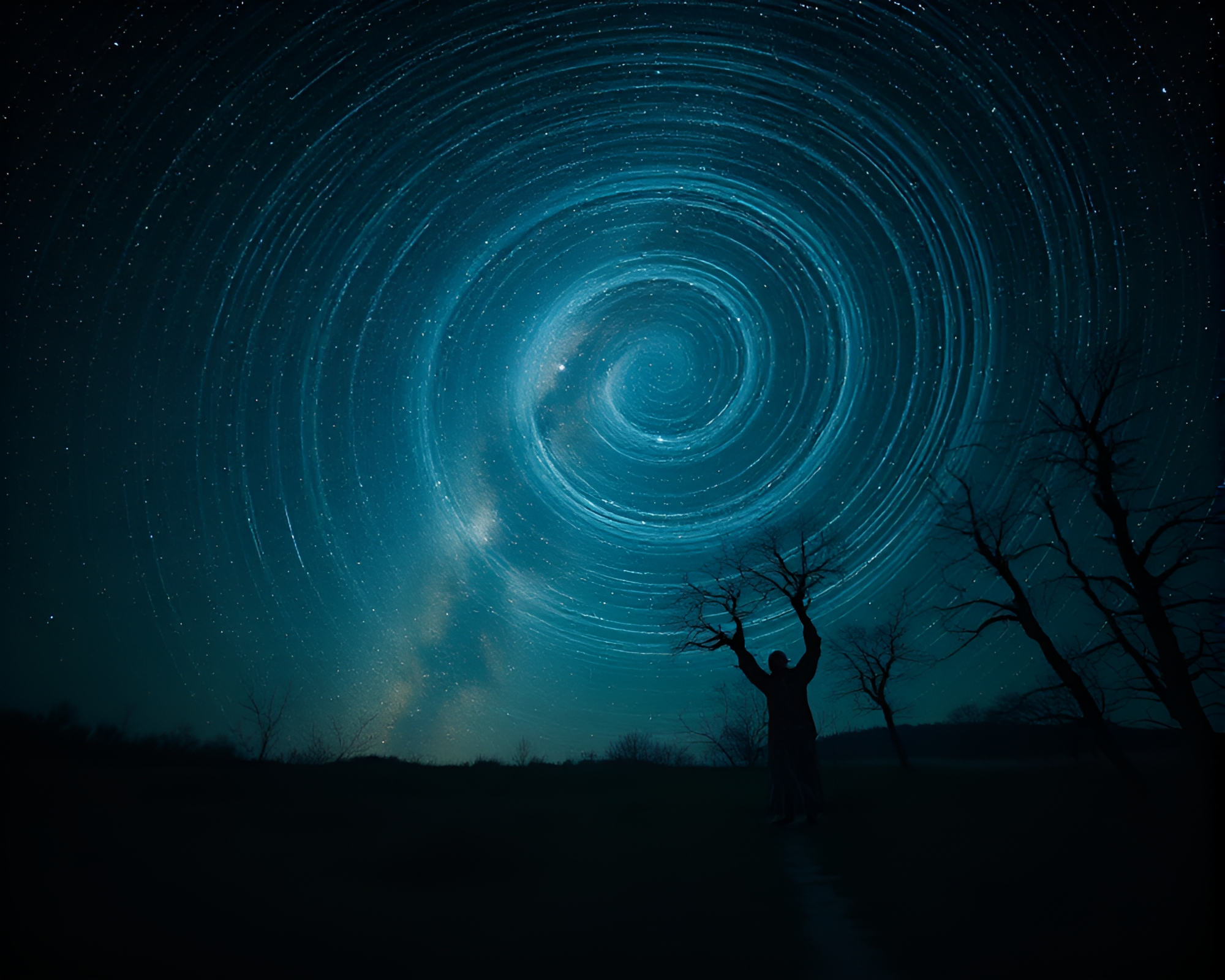 Gothic Horror Environmental Portrait Under Milky Way – free AI stock image