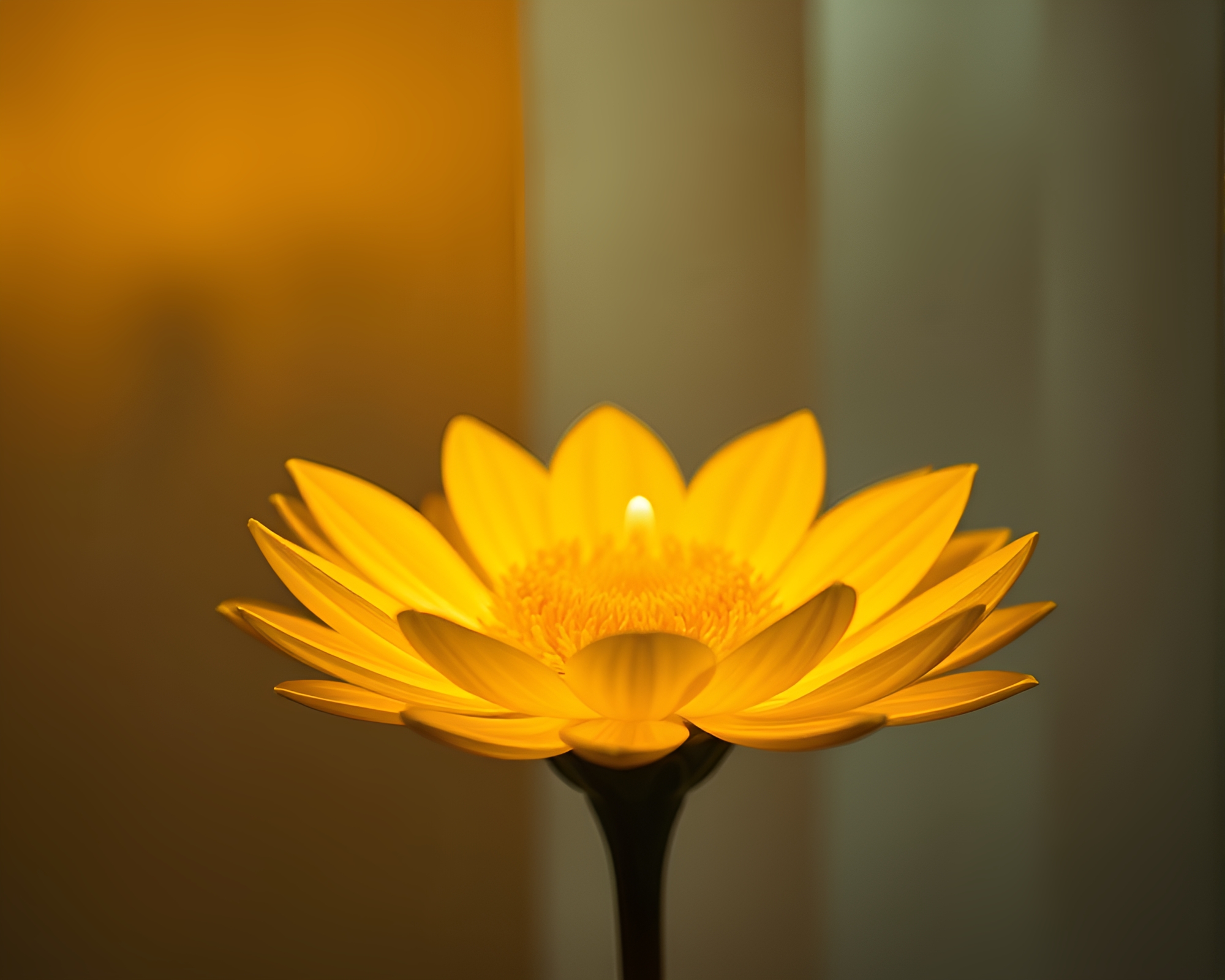 Lemon Yellow Luminescence: Petal-Lit Lamp Glow – free AI stock image