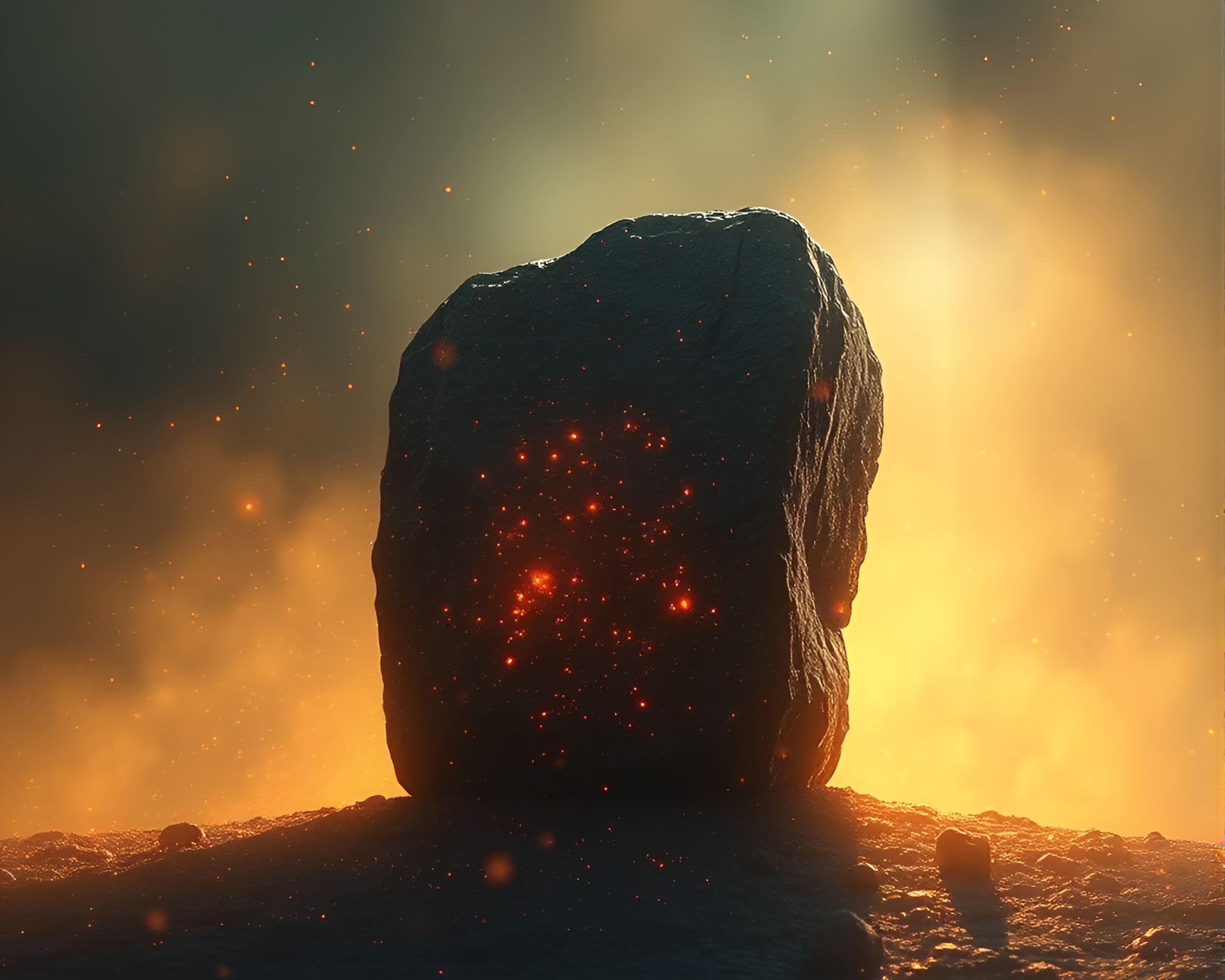 Ethereal Glow: The Stippled Rune Stone – free AI stock image