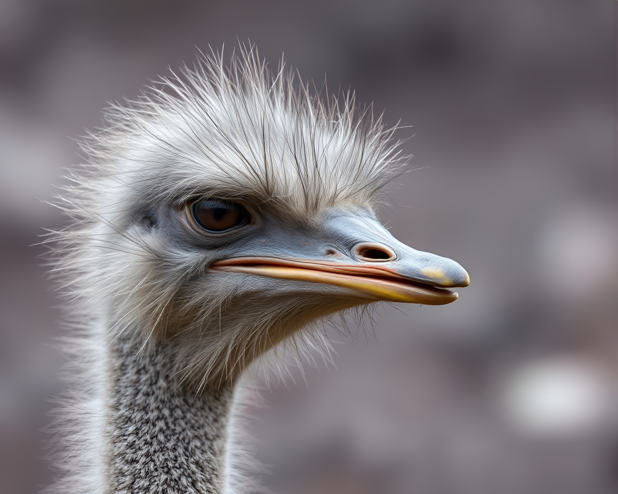 Magnified zoom burst: Ostrich in volcanic ash light – free AI stock image