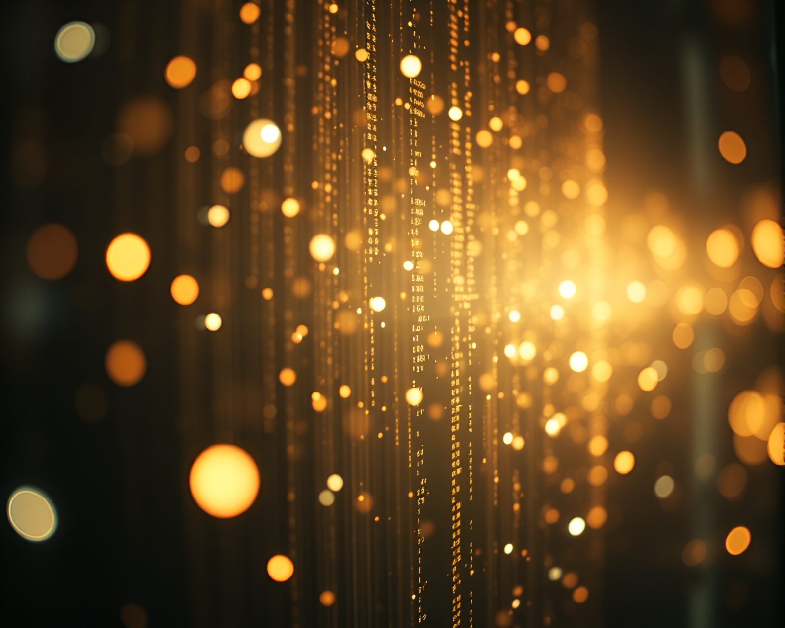 A surreal blend of binary code and ethereal light leaks