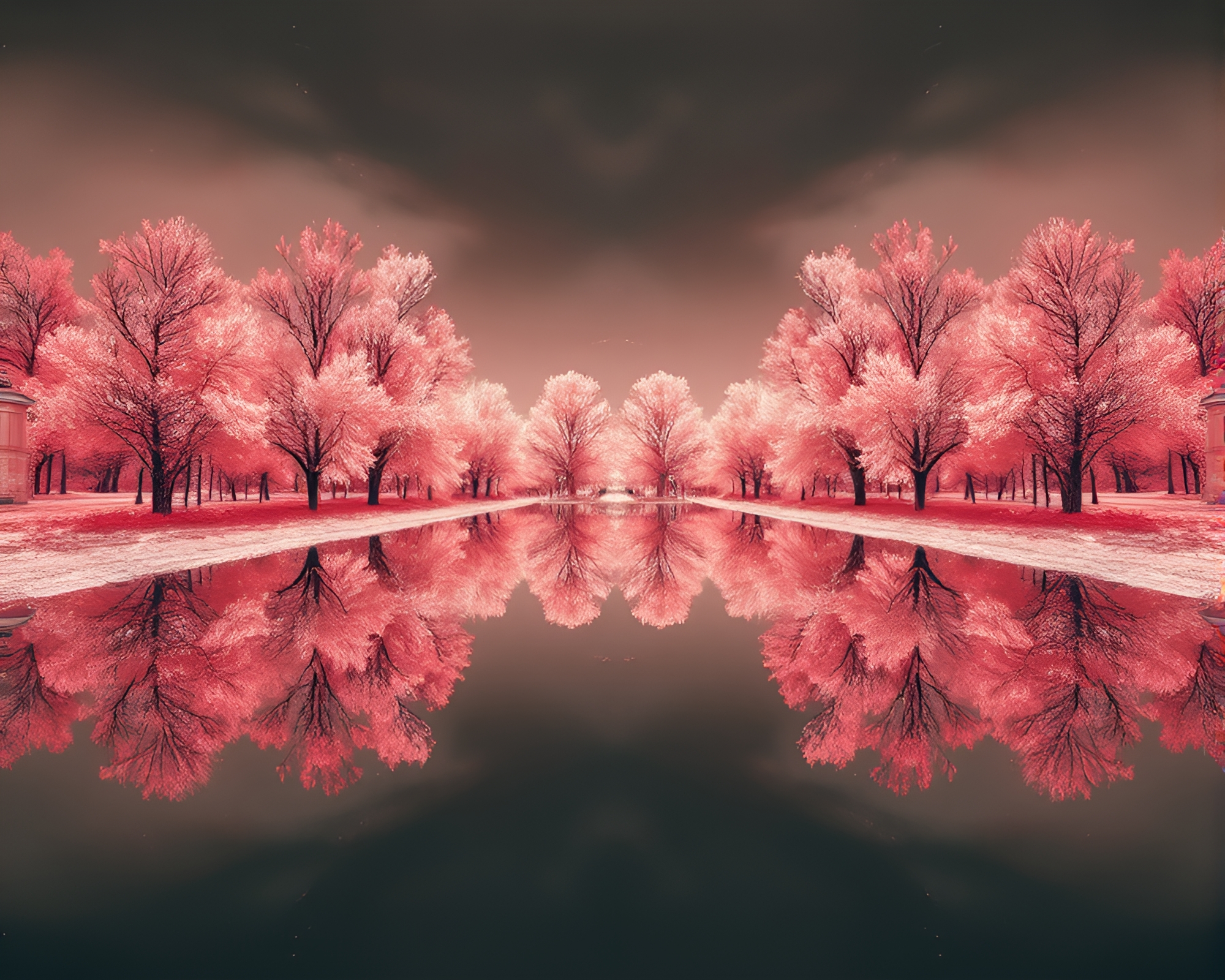 Mirror Symmetry in Infrared Drone Oil-Rich World – free AI stock image