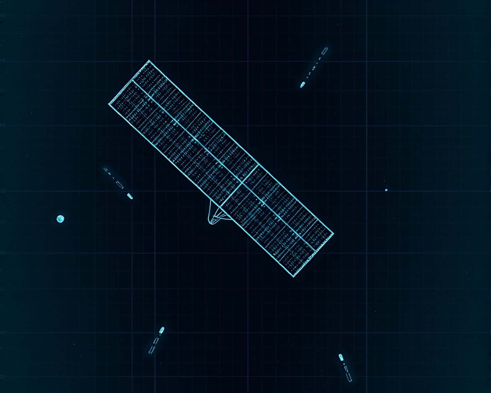 Satellite network in underexposed technical halftone illustration