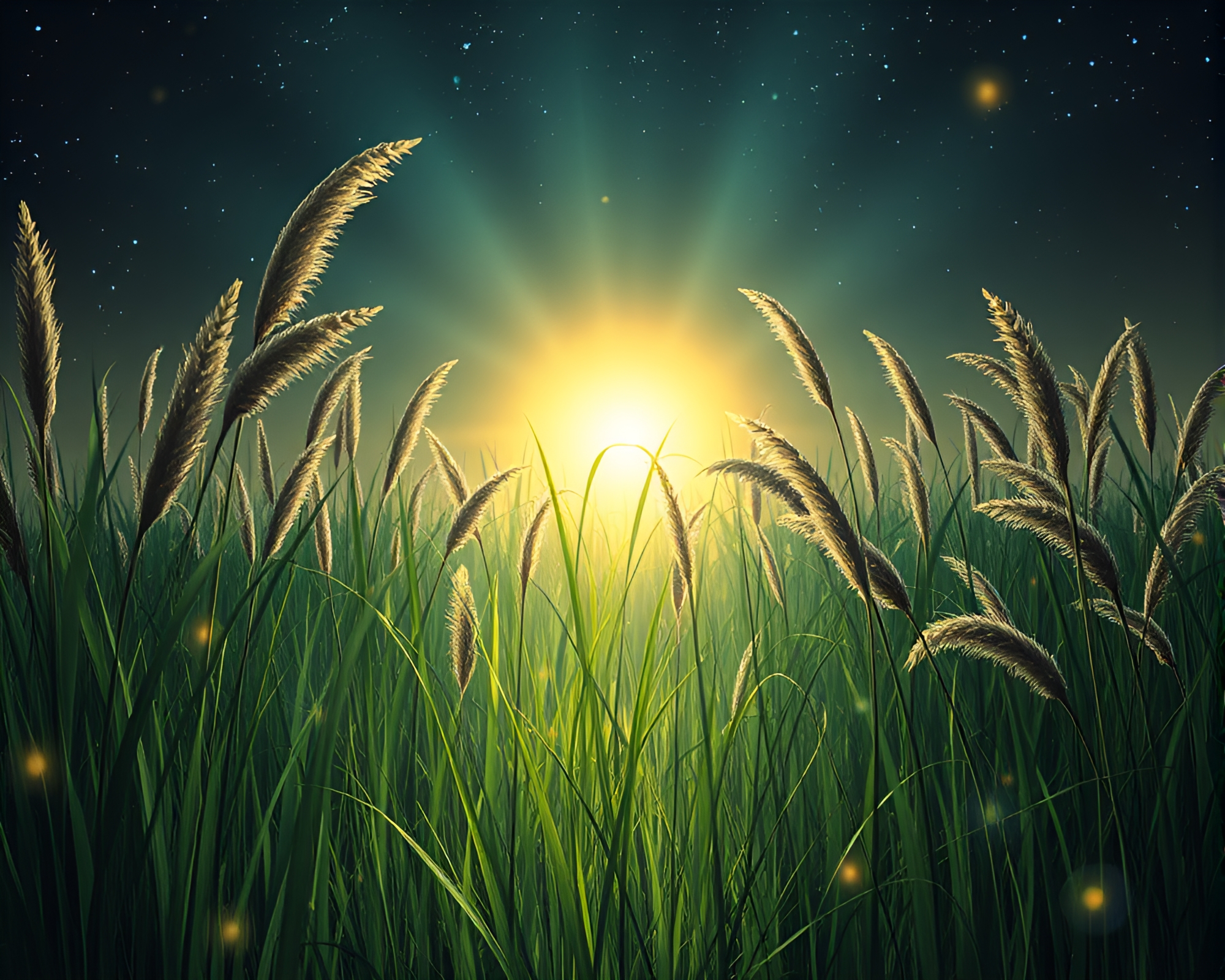 Phosphorescent Fantasy Savannah: Center Composition – free AI stock image