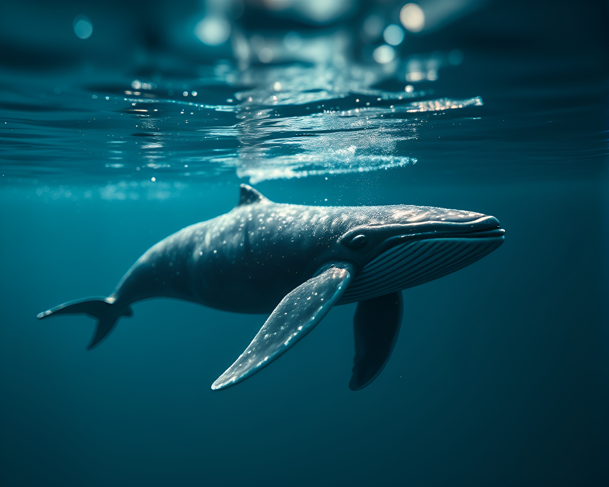 Whale Reflections in Stardust Shimmer Miniature World – free AI stock image