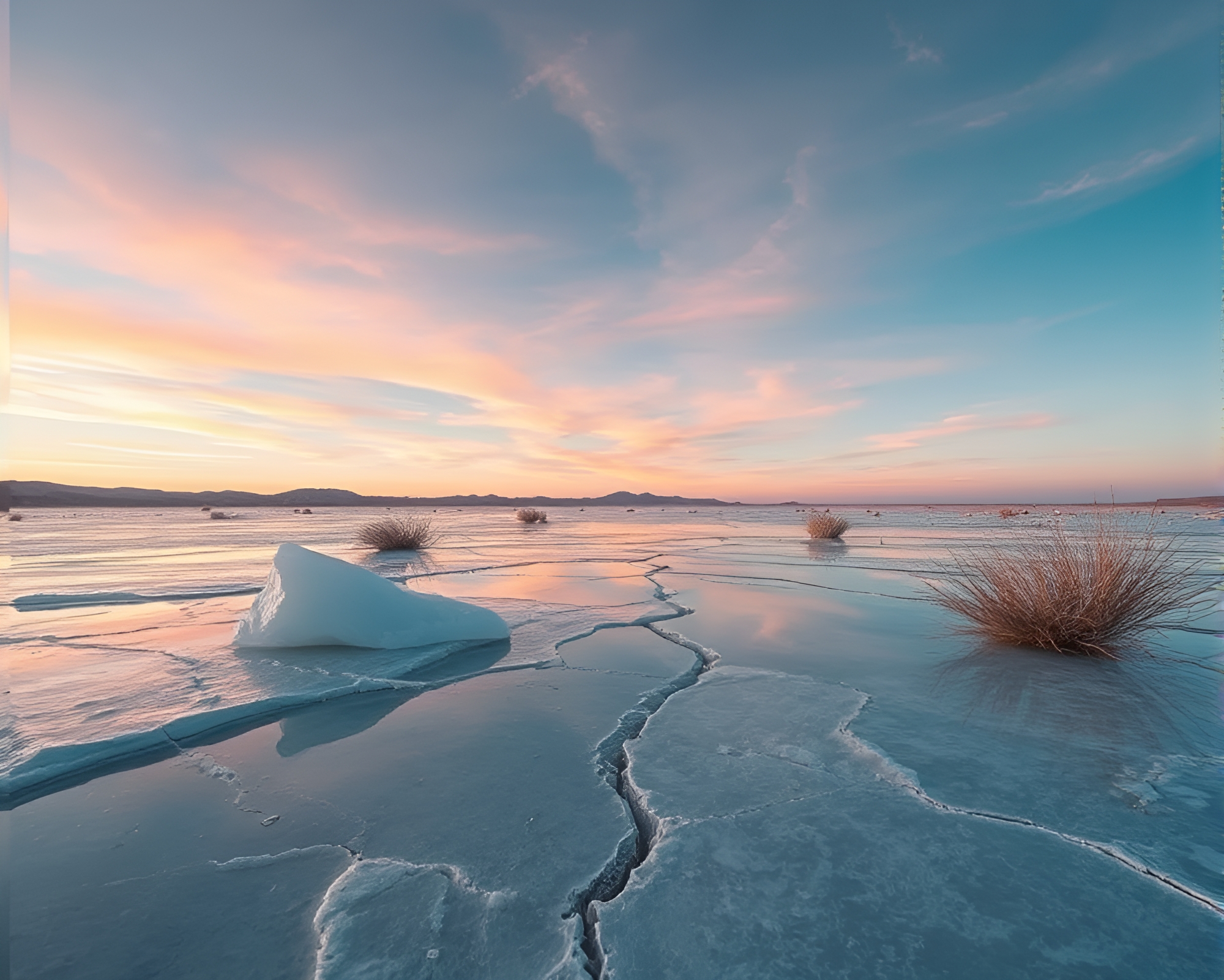 Desert Mirage: X-ray Ice Cracks with Pastel Tones – free AI stock image