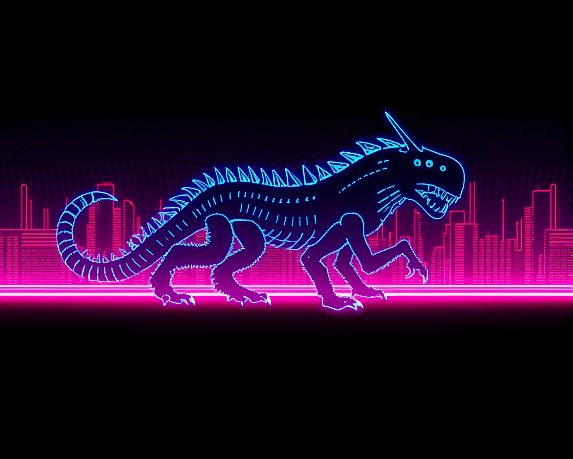 Basilisk Silhouette Surrounded by Retro Scanlines and 3D Scans – free AI stock image