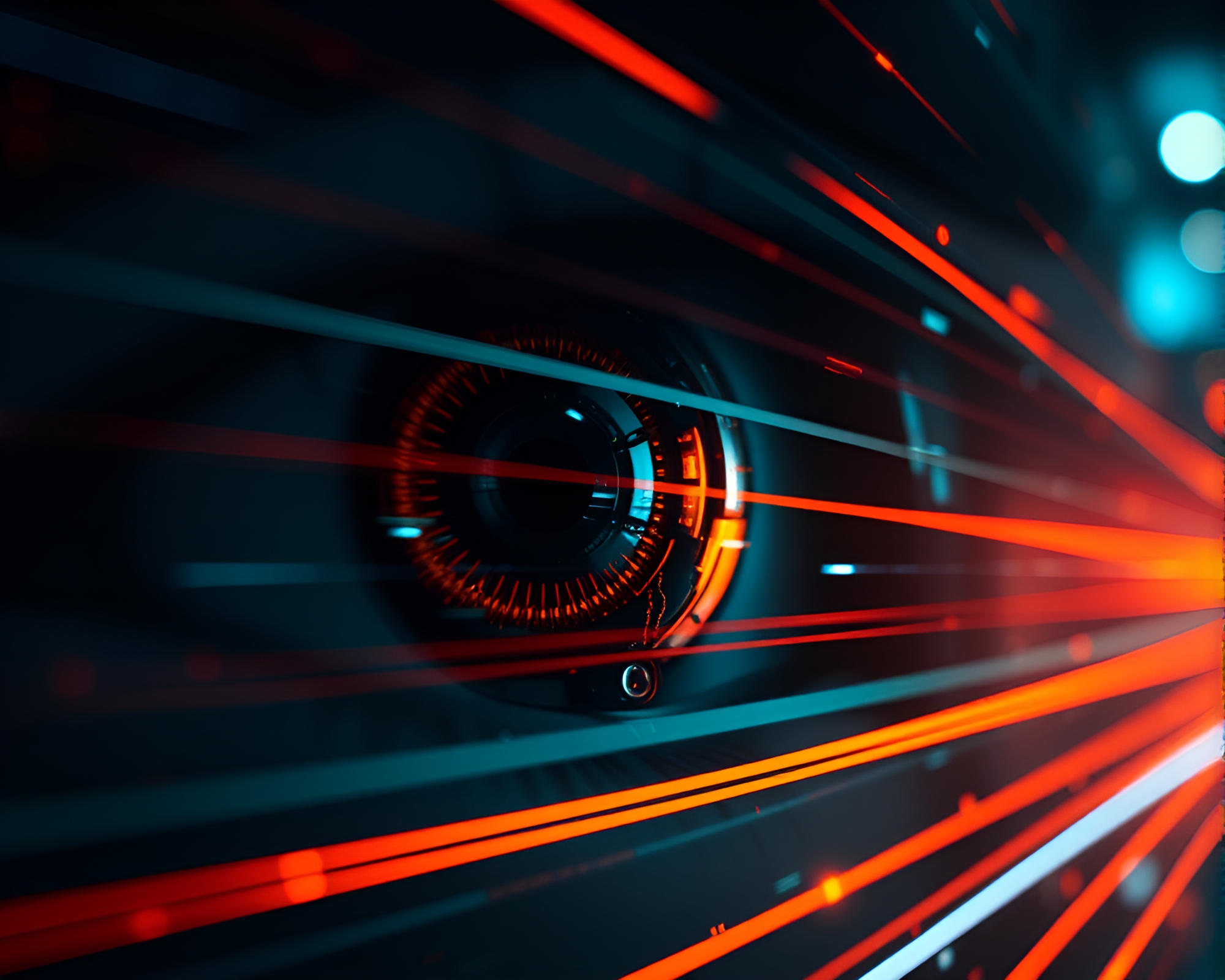 Neon Trails: Cybernetic Smart Contact Lens Experience – free AI stock image