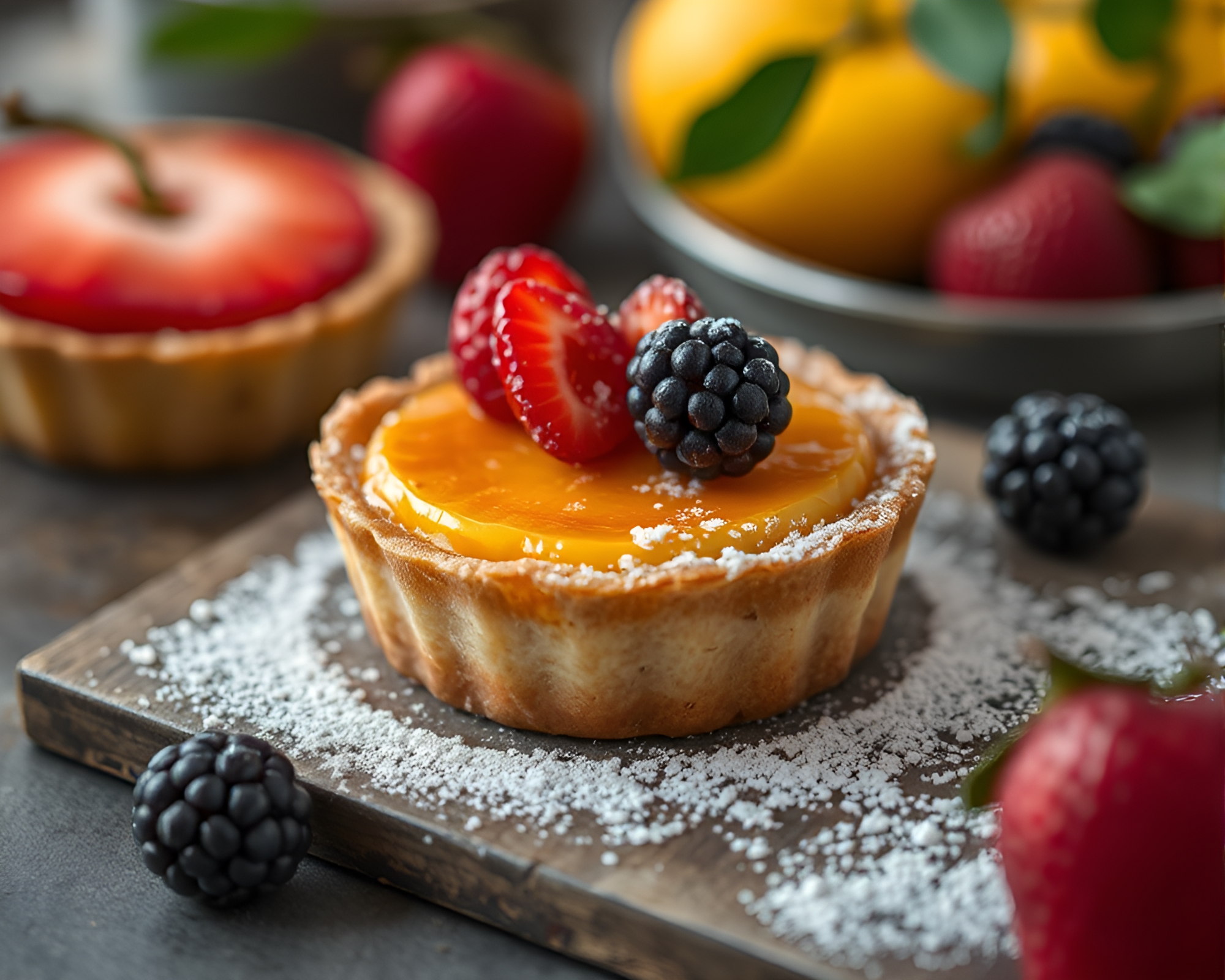 Delicious Fruit Tart with Soft Focus Texture – free AI stock image