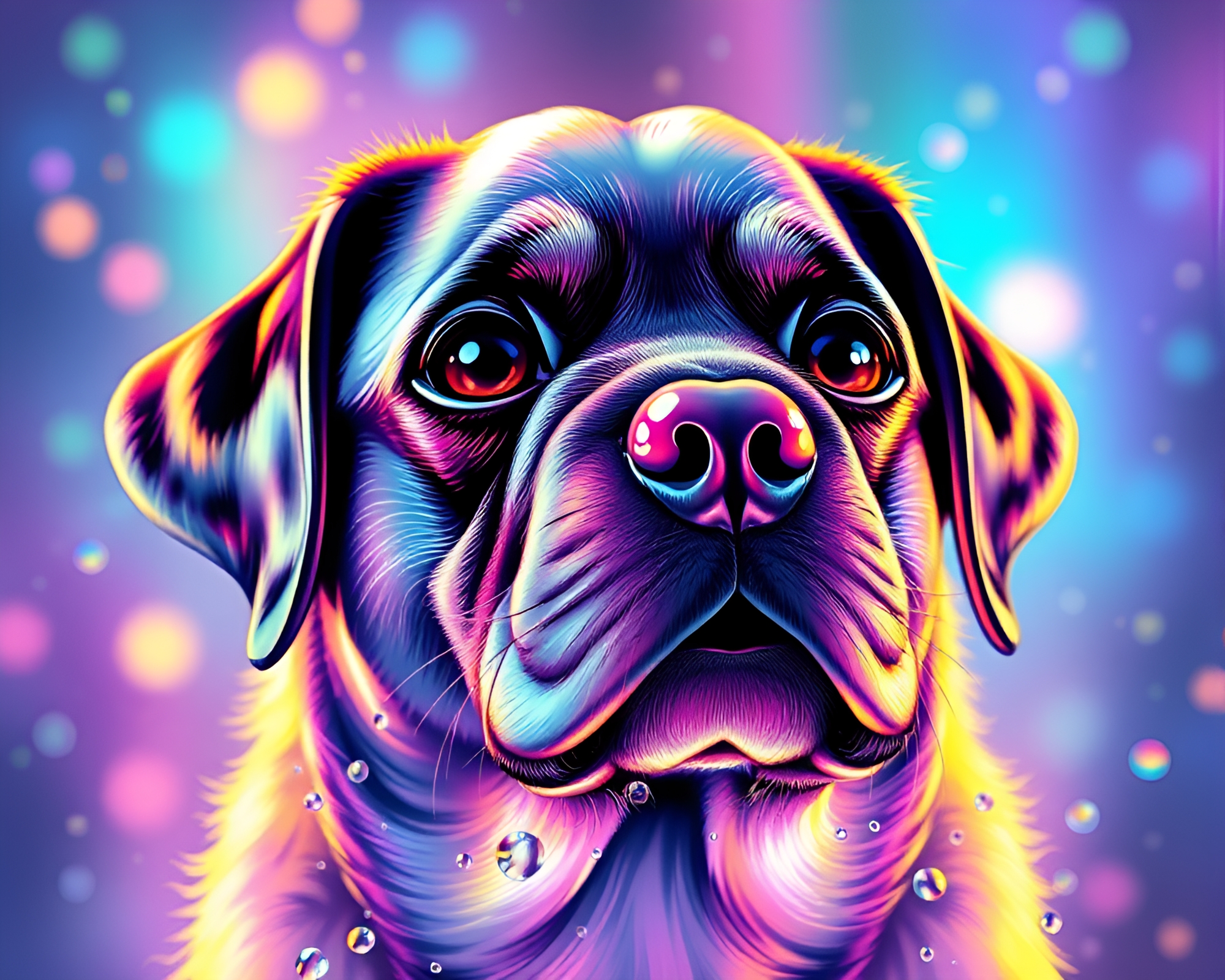 Holographic Pet: Water Droplets Vector Art – free AI stock image