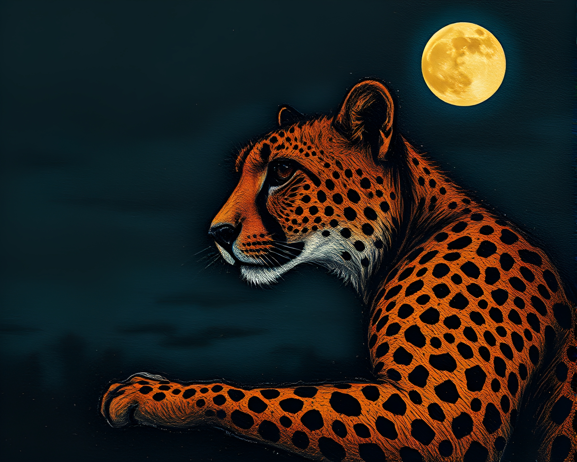 Cheetah Street Art Tags in Moonlit Grainy Style – free AI stock image