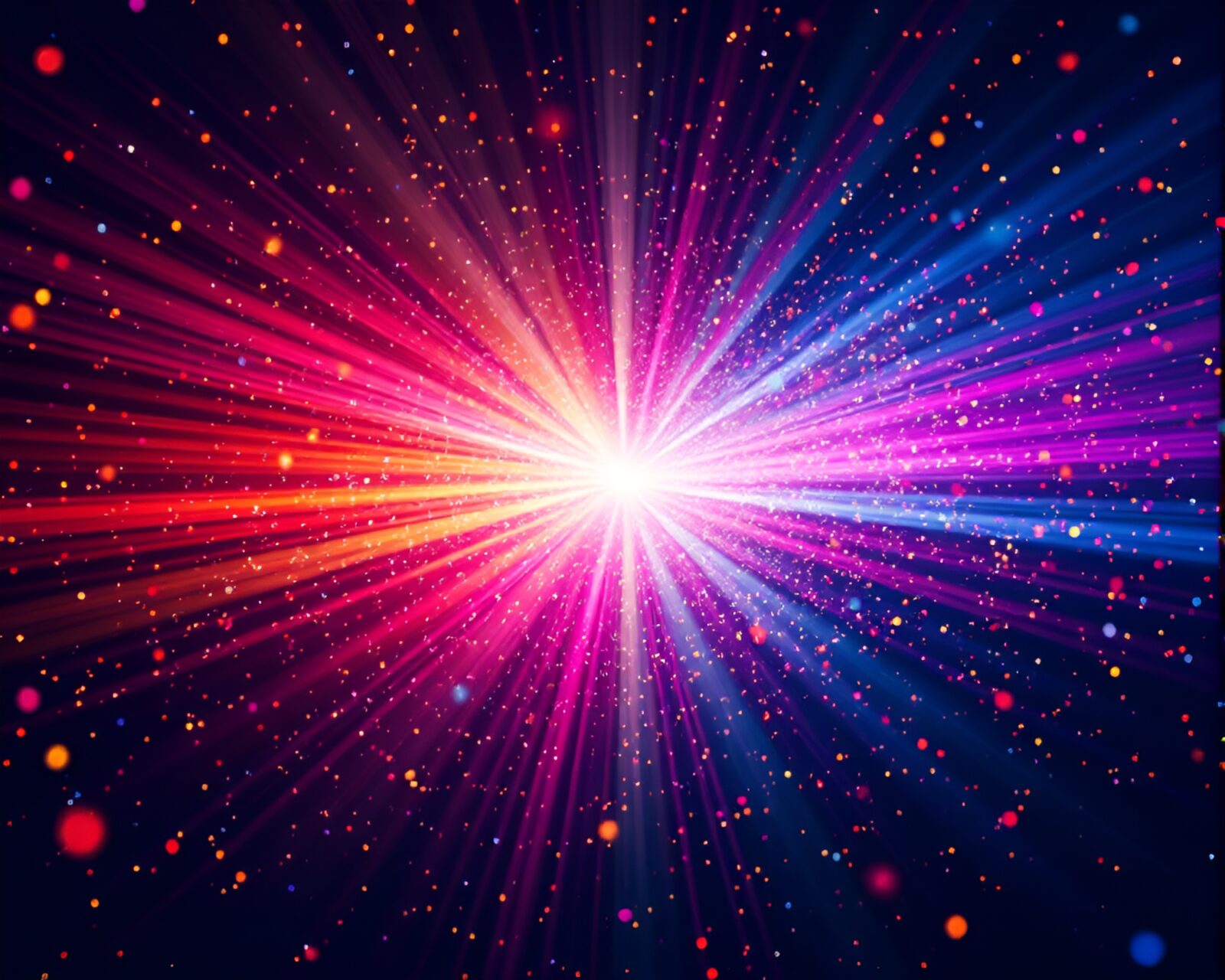 An ethereal astral projection surrounded by colorful confetti burst