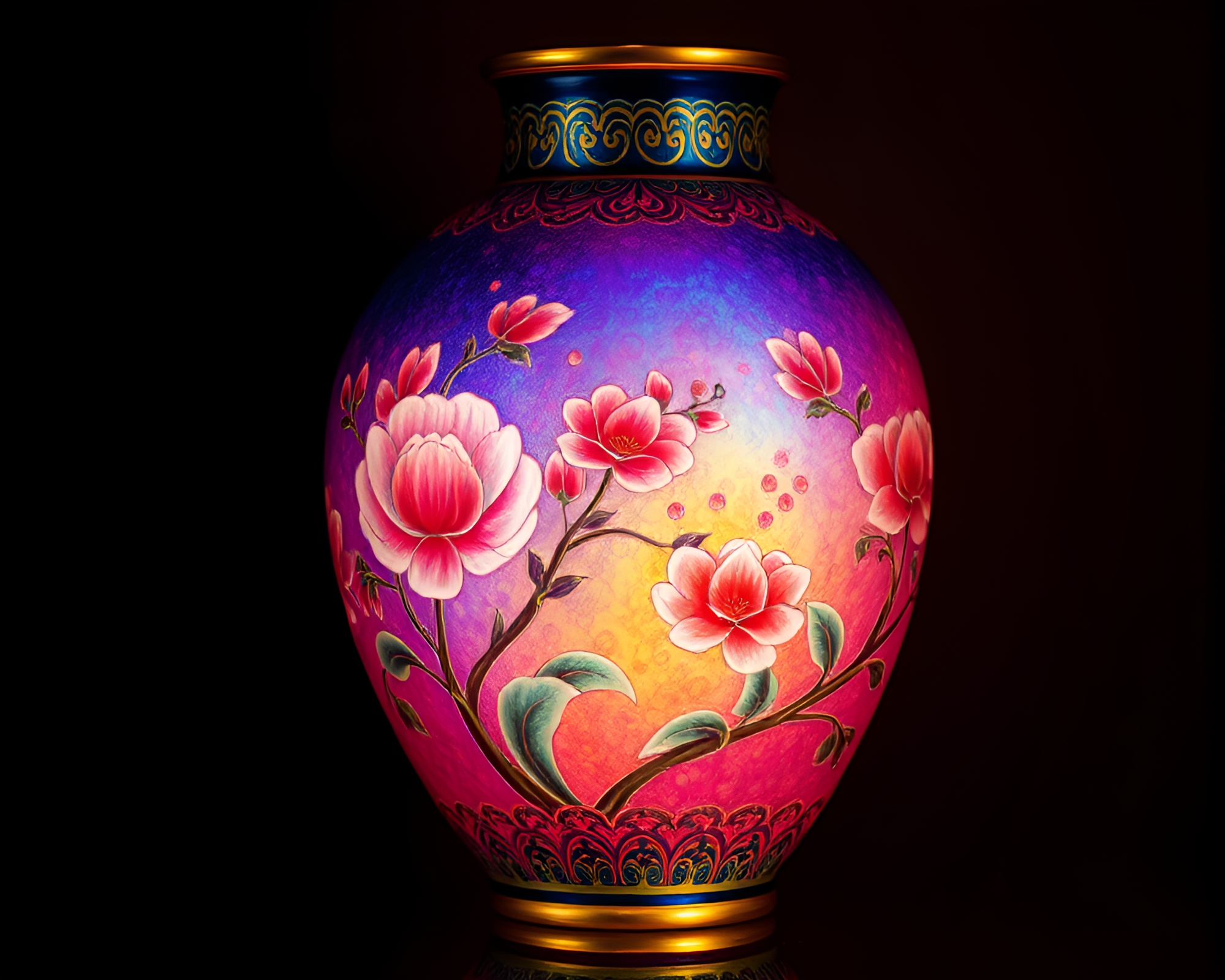 Distorted Cloisonné Vase in Aurora Hues – free AI stock image