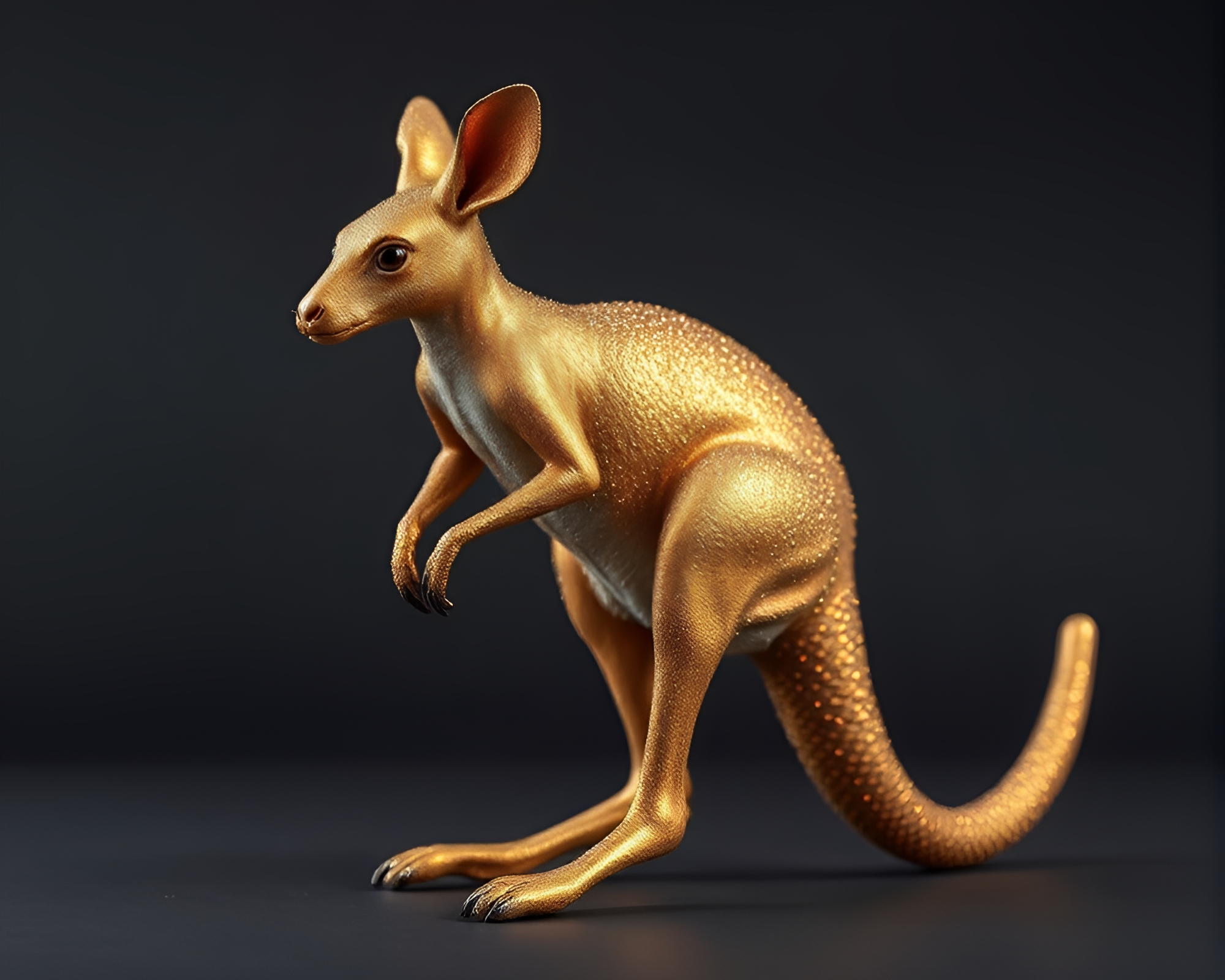 Hyper-Realistic Kangaroo in Metallic Flakes Motion Capture – free AI stock image