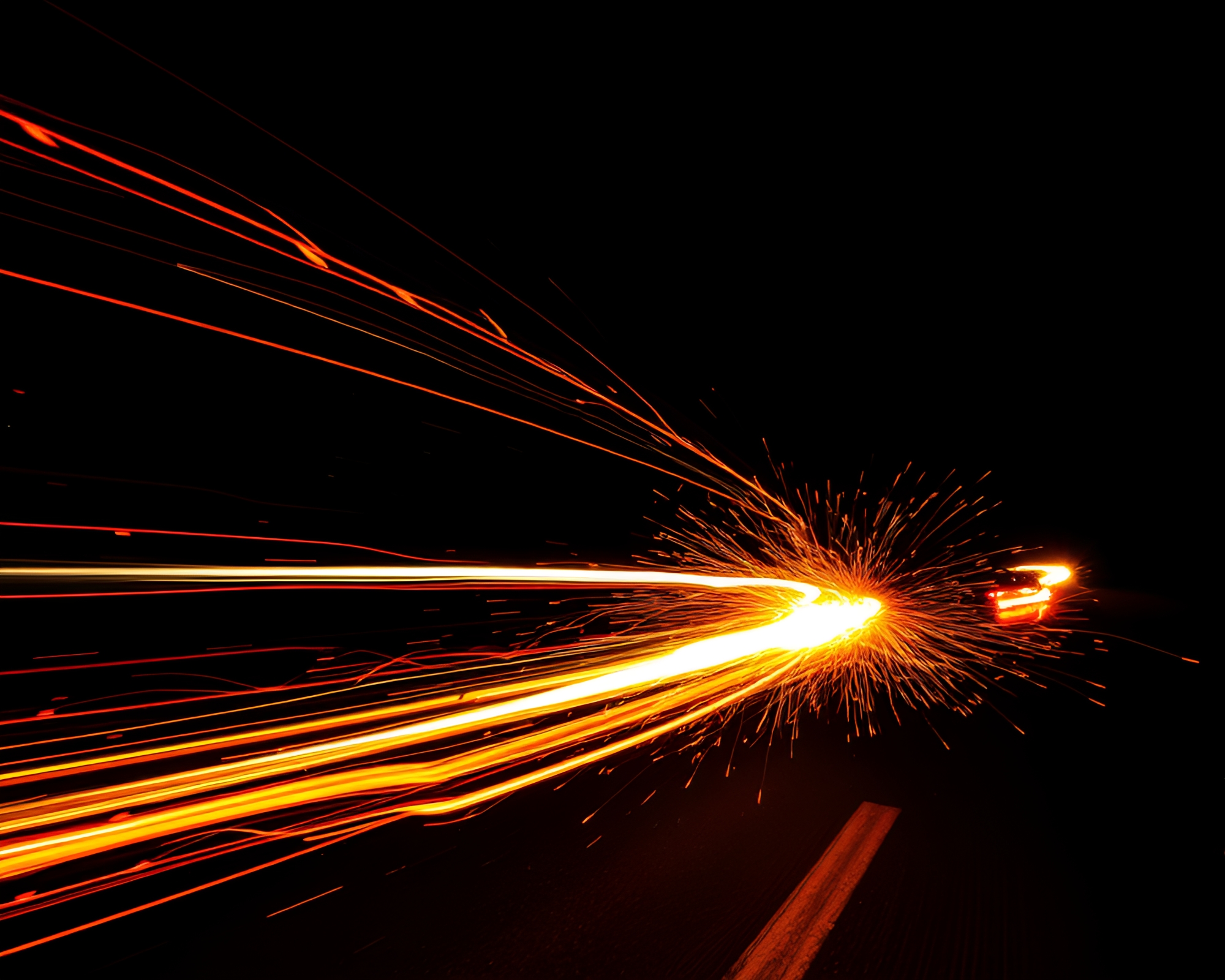 Surreal Car Light Trails Through Schrodinger’s Cat Dimension – free AI stock image