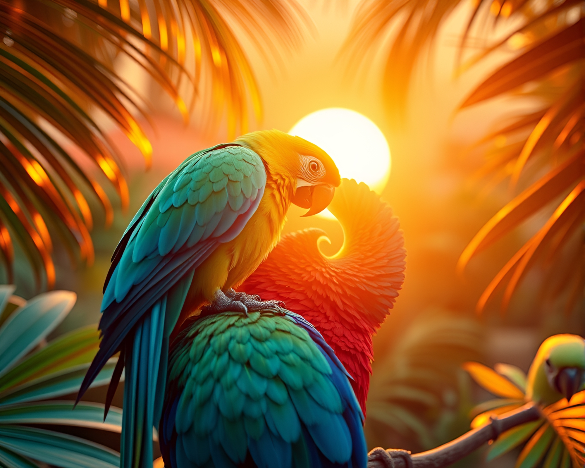 Tropical Parrot in Spiraling 3D – free AI stock image