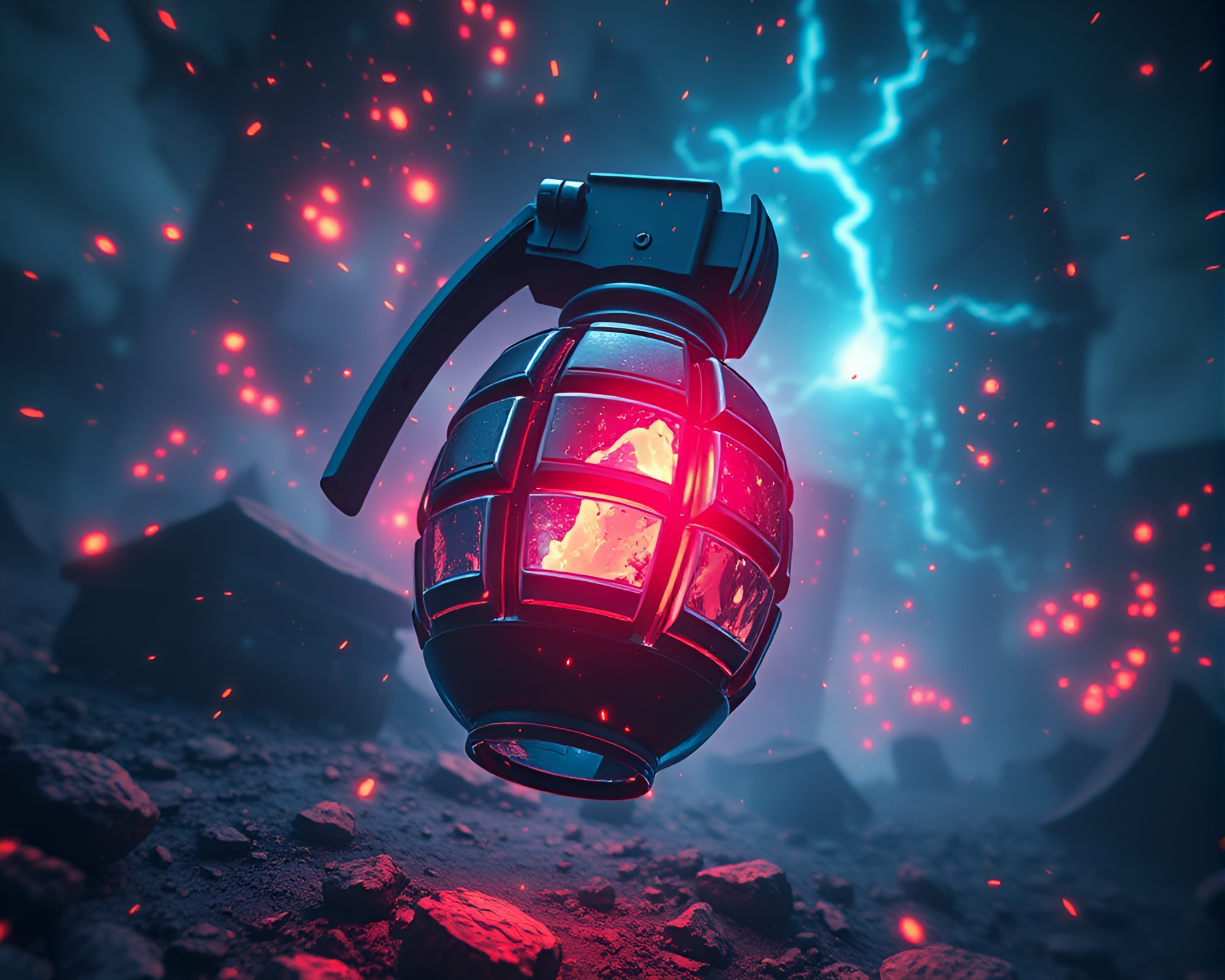 Anime Wide-Angle View of Antimatter Grenade Explosion – free AI stock image