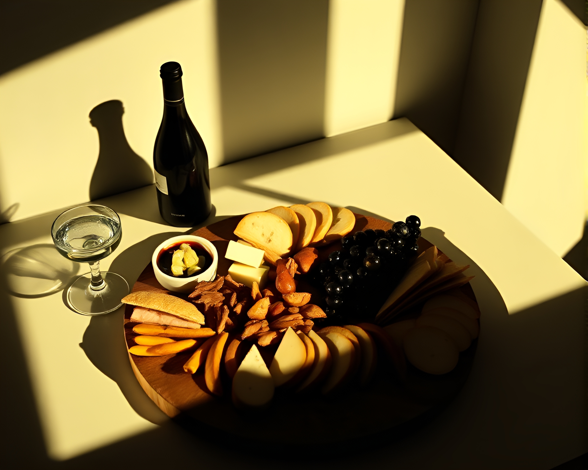 Film Noir Charcuterie Board Shadow Play – free AI stock image
