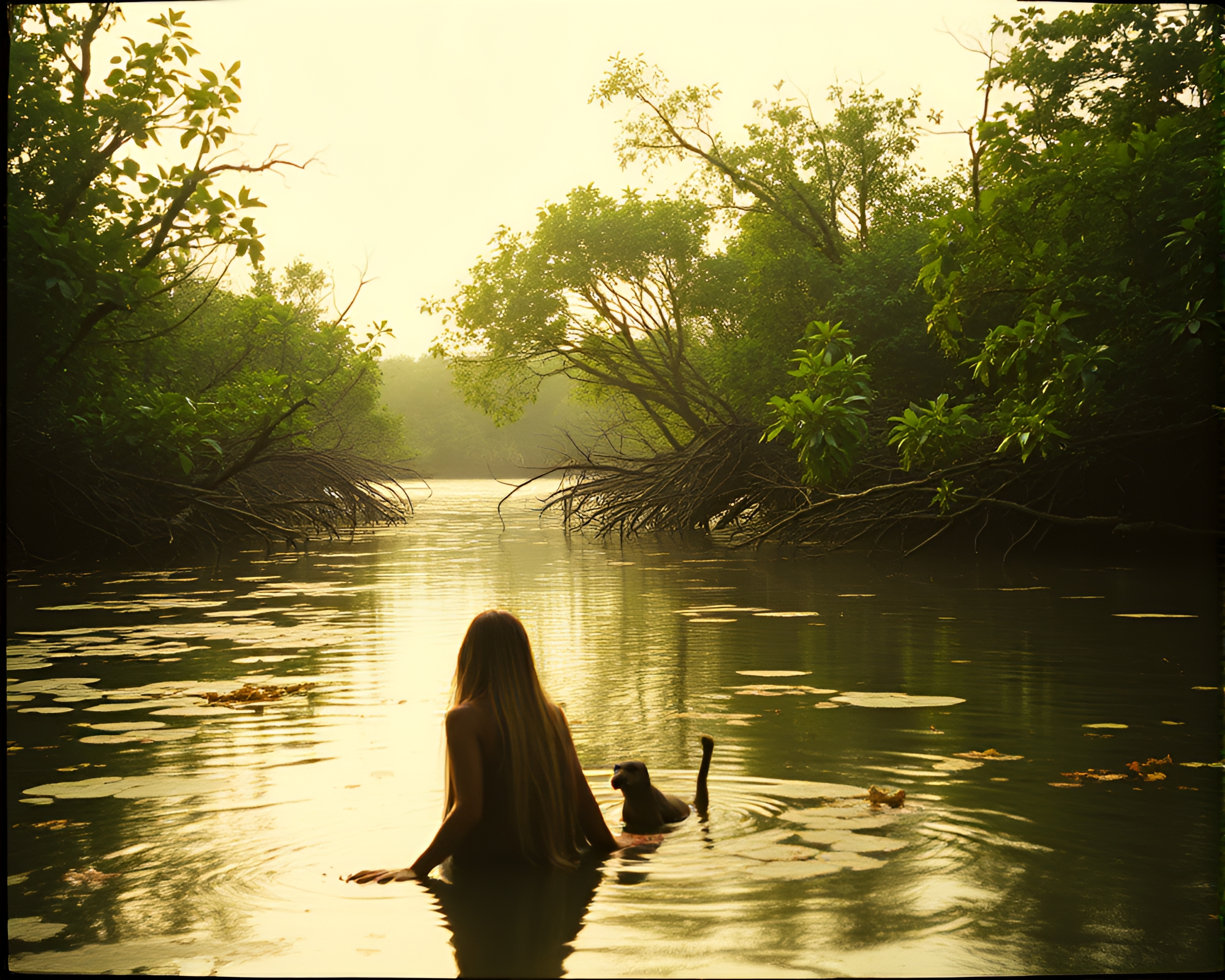 Surreal Film Sprocket Mangrove Swamp Scene – free AI stock image