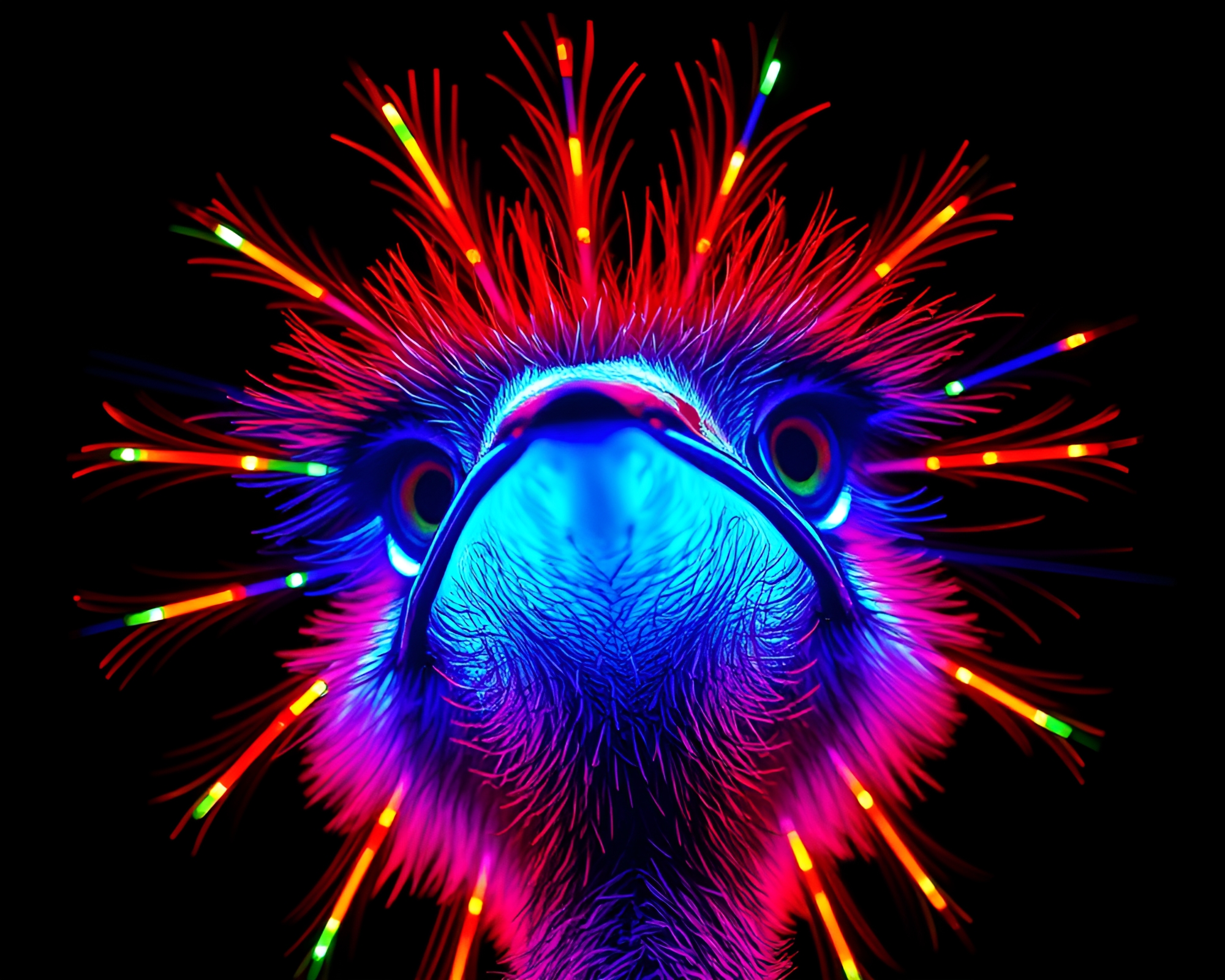 LED Light Ostrich View from Above – free AI stock image