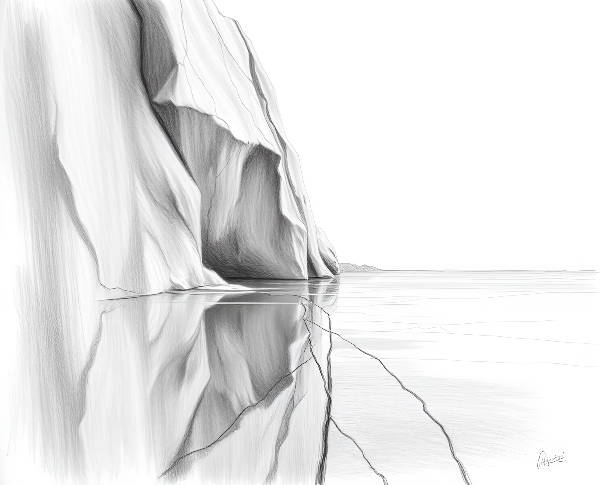 Monolithic Ice Formation with Reflective Cracks Sketch – free AI stock image