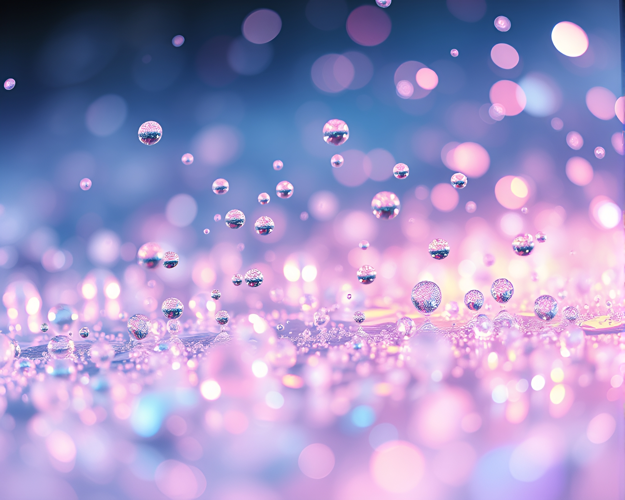 Crystal Dew Drops Floating in Paint Splatter Palette – free AI stock image
