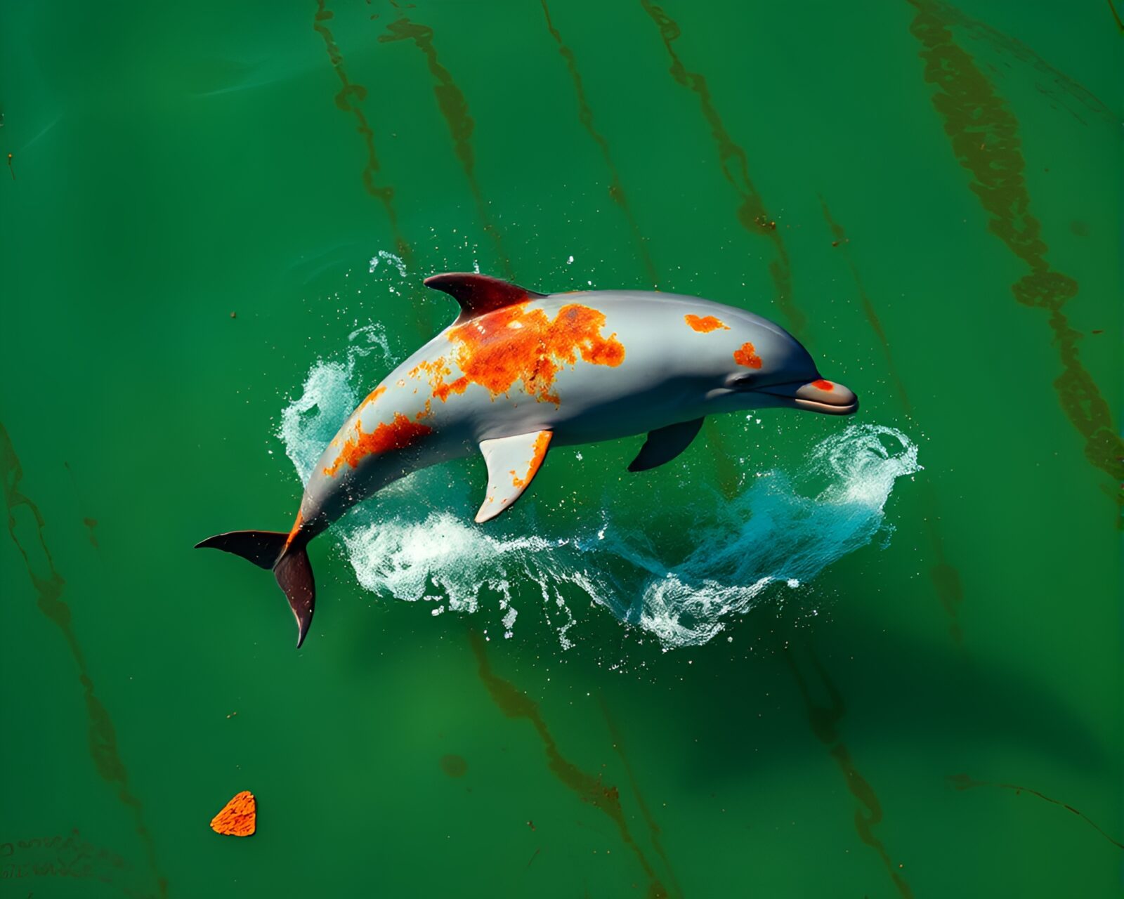 Vibrant color splash art featuring a majestic Amazon river dolphin