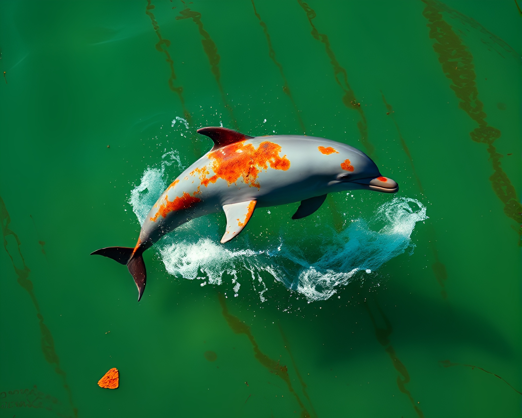 Mystical Mint Green Amazon Dolphin Rust Stains – free AI stock image