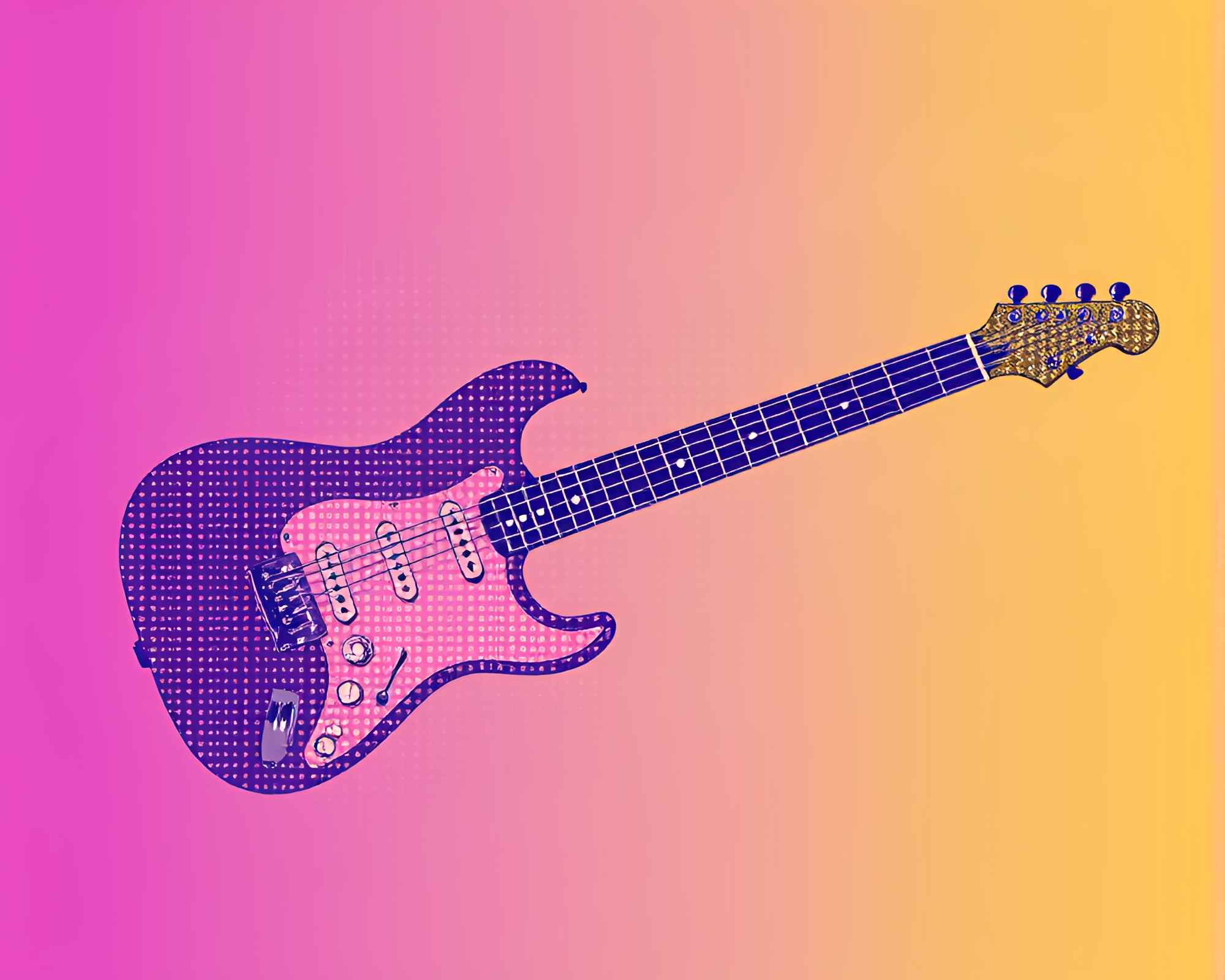 Halftone Guitar in Pastel Grunge Style – free AI stock image