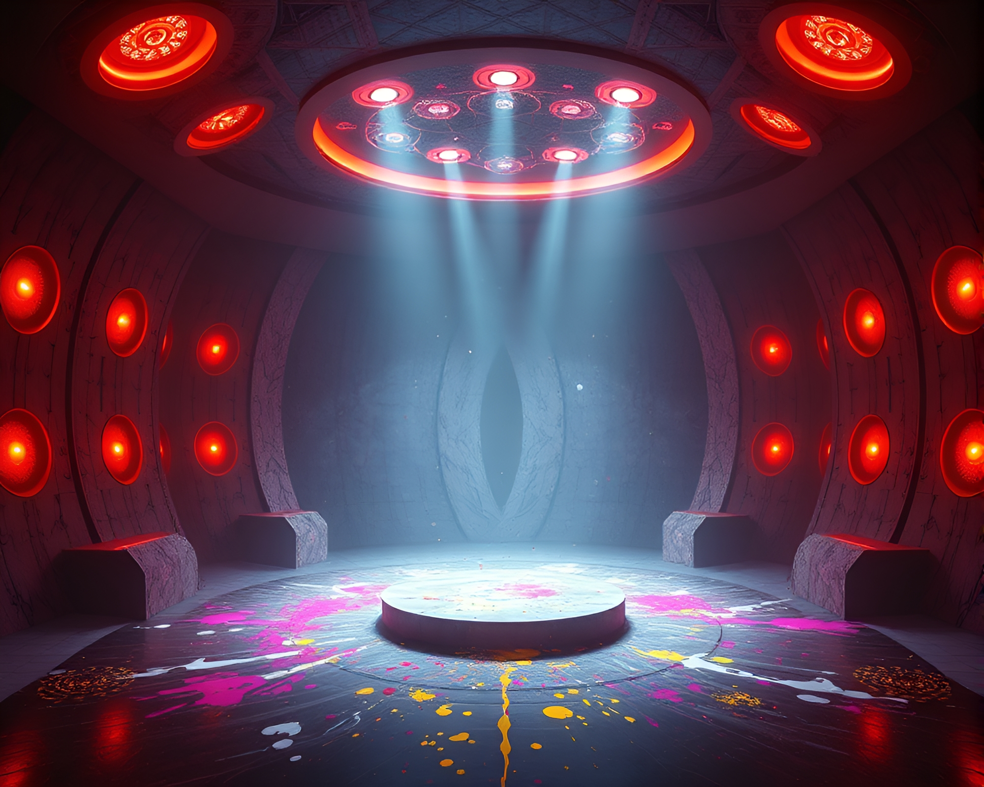 Mind Palace Illuminated by Rim Lighting in Splatter Art Style – free AI stock image