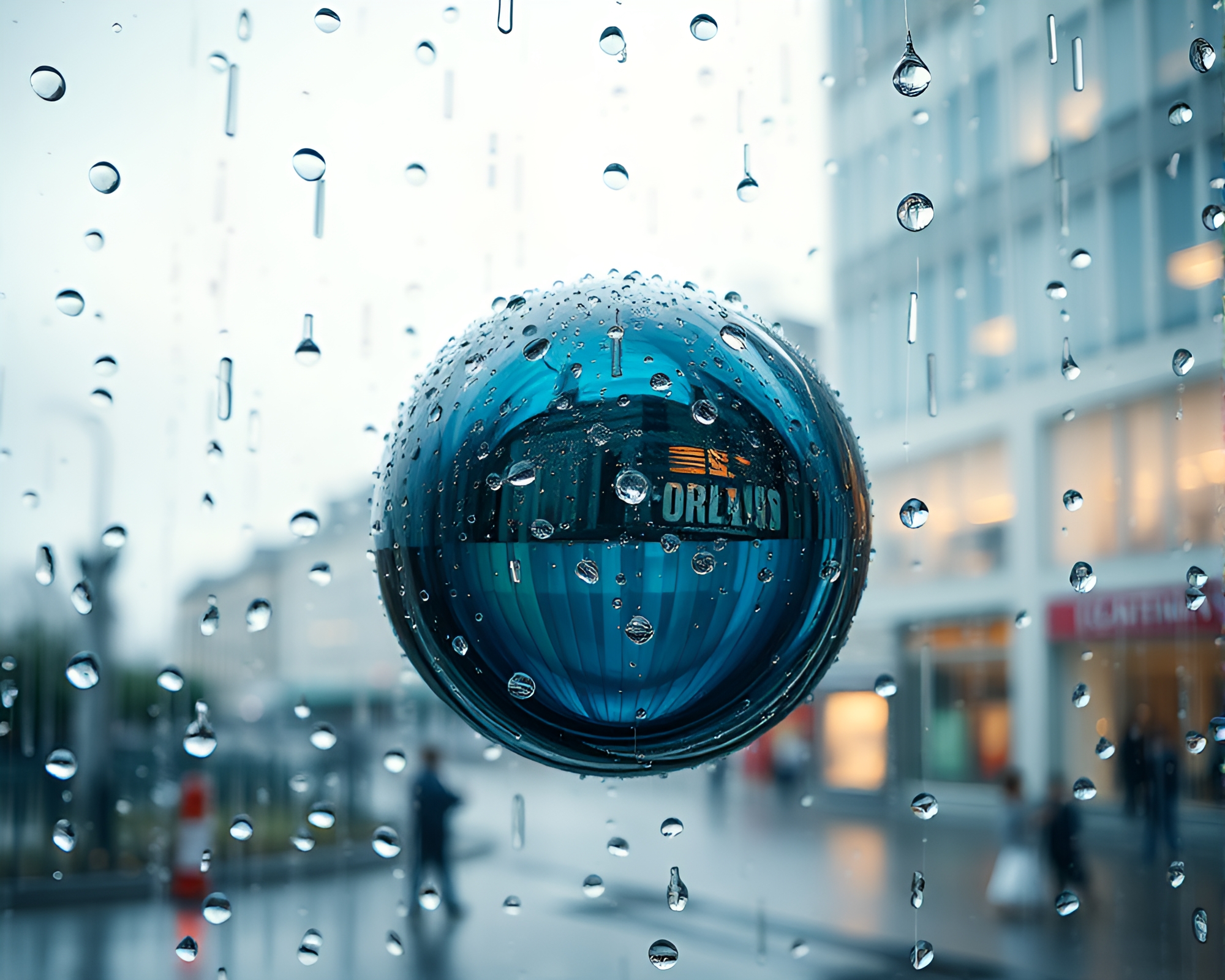 Distorted Murano Glass in Rainy Wireframe Scene – free AI stock image