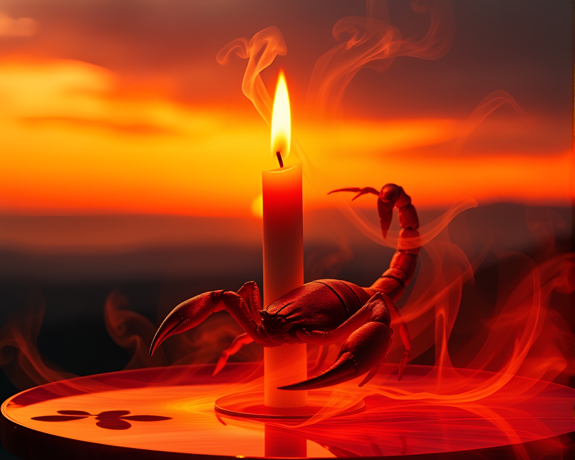 Enigmatic Scorpion in Op Art Sundown – free AI stock image