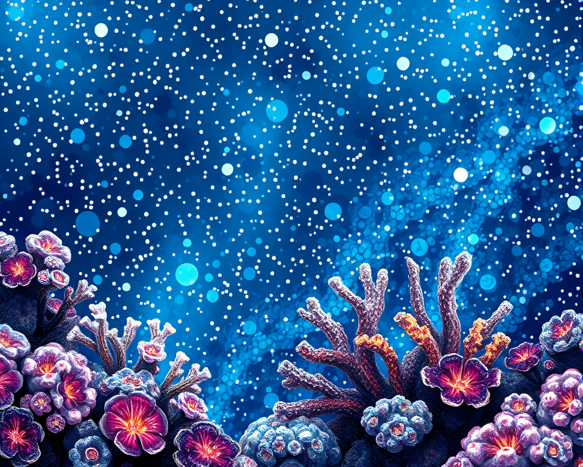 Underwater Coral Mosaic with Metallic Sparkle – free AI stock image