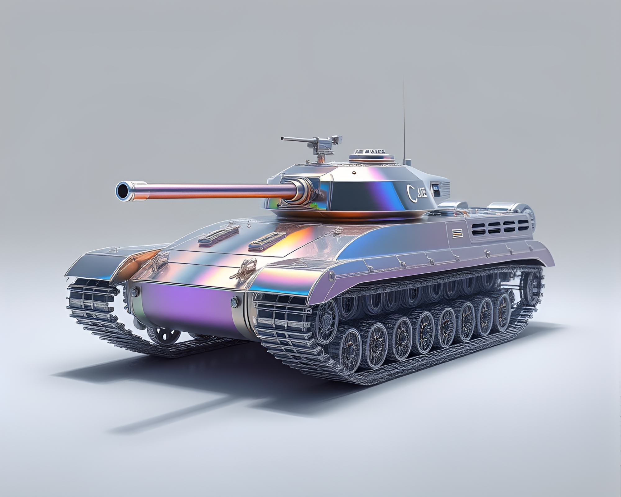 Iridescent Tank in Wireframe Render – free AI stock image