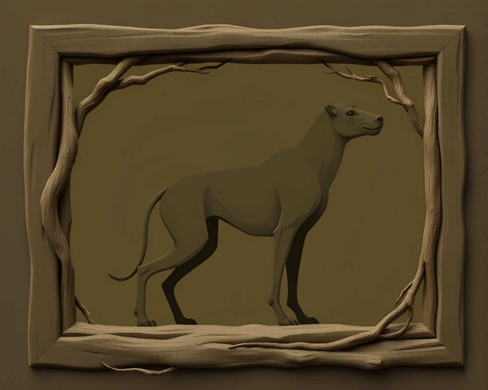 Majestic olive drab Cerberus in a natural frame setting