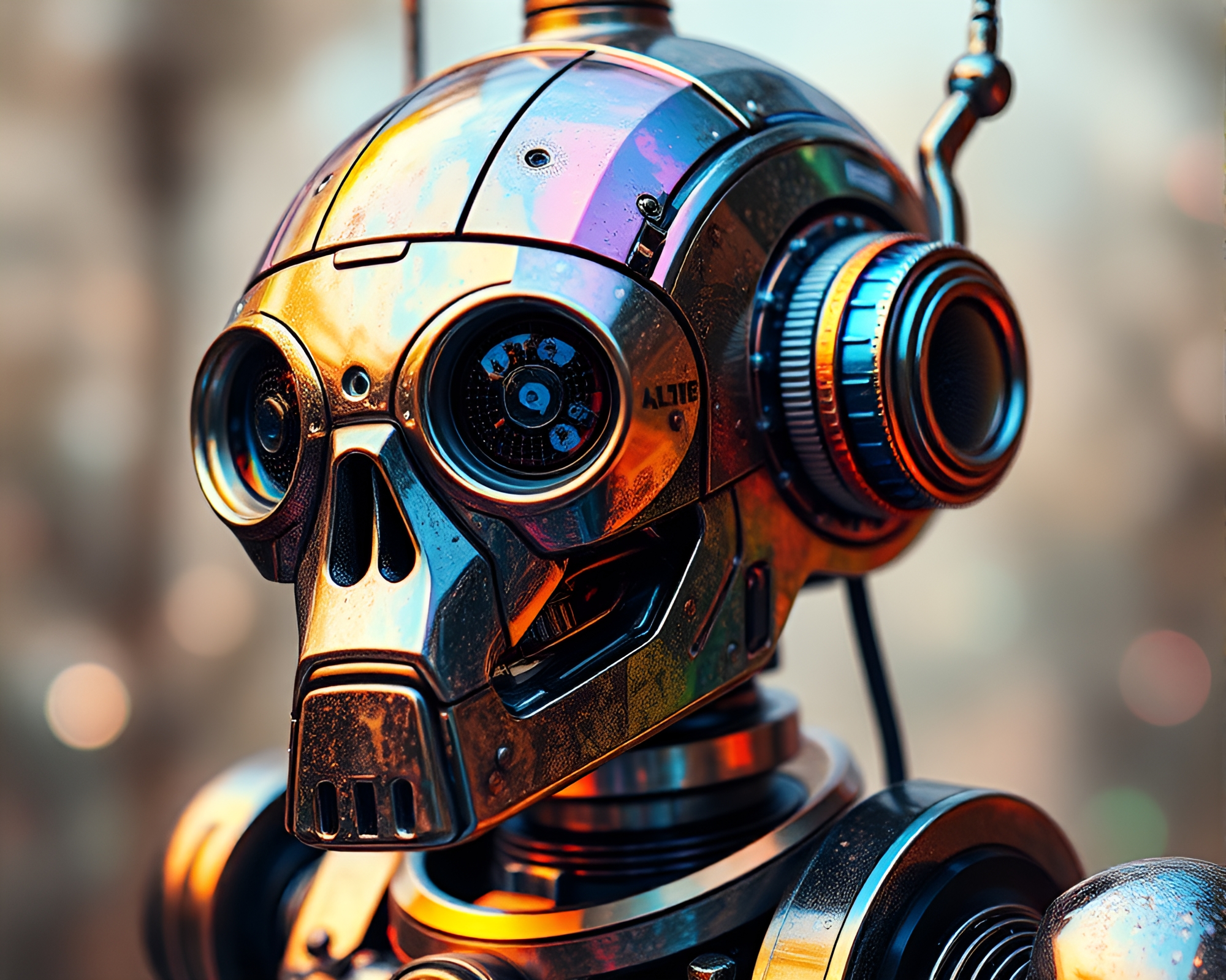 Steampunk Robot in Iridescent Waters: Wildlife Watercolor Fantasy – free AI stock image