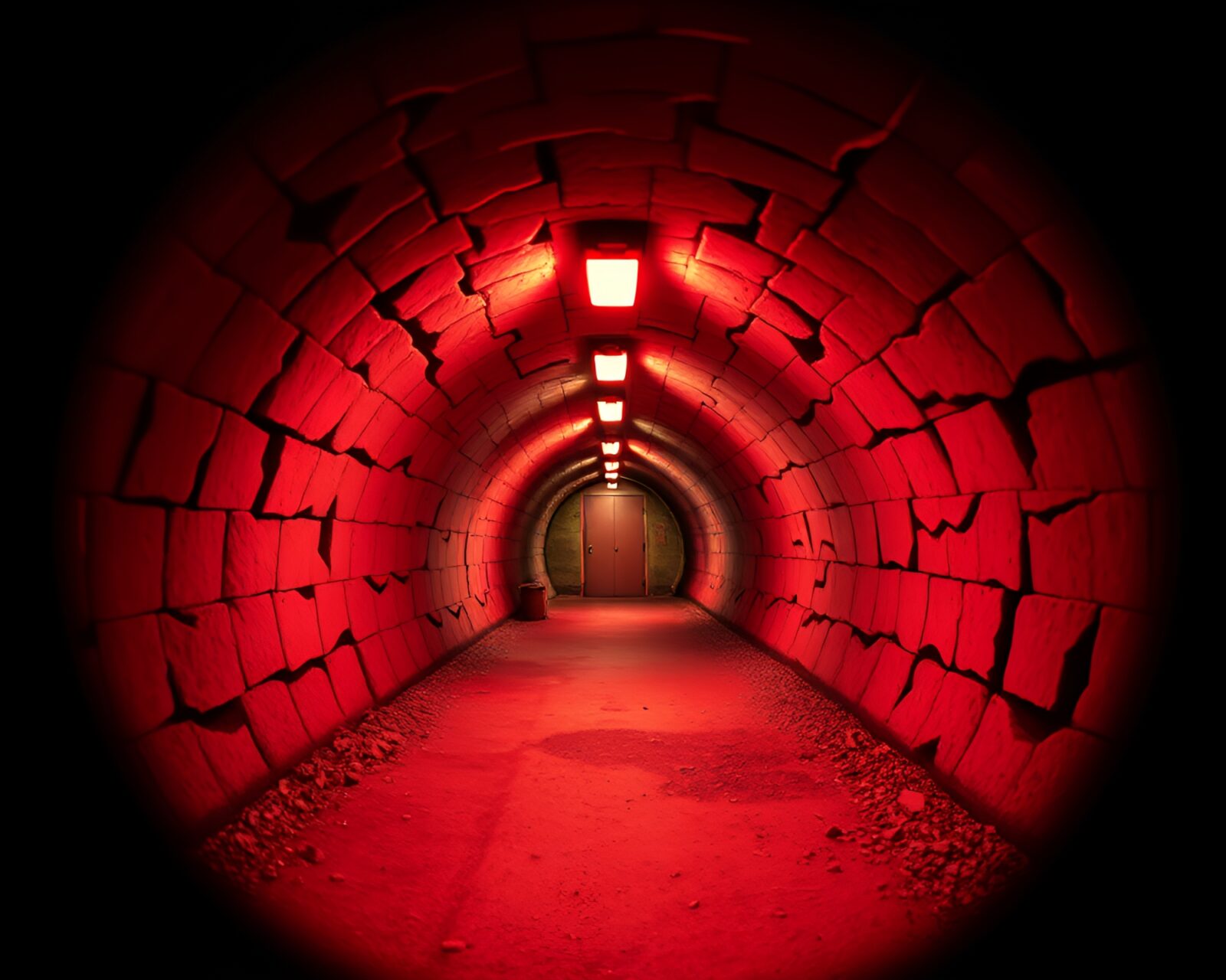 Monochrome red atmosphere in unique cartoon image of bunker