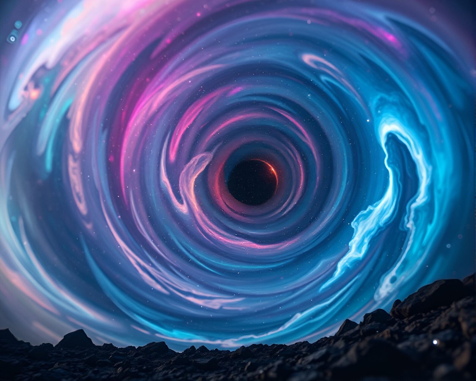A mesmerizing blend of swirling vortex and cosmic hues.