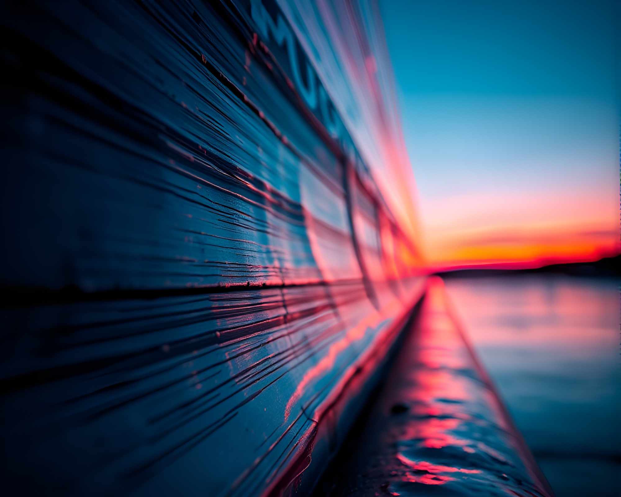 Vaporwave Sunset Close-Up: Steel-Blue Duotone Dream – free AI stock image