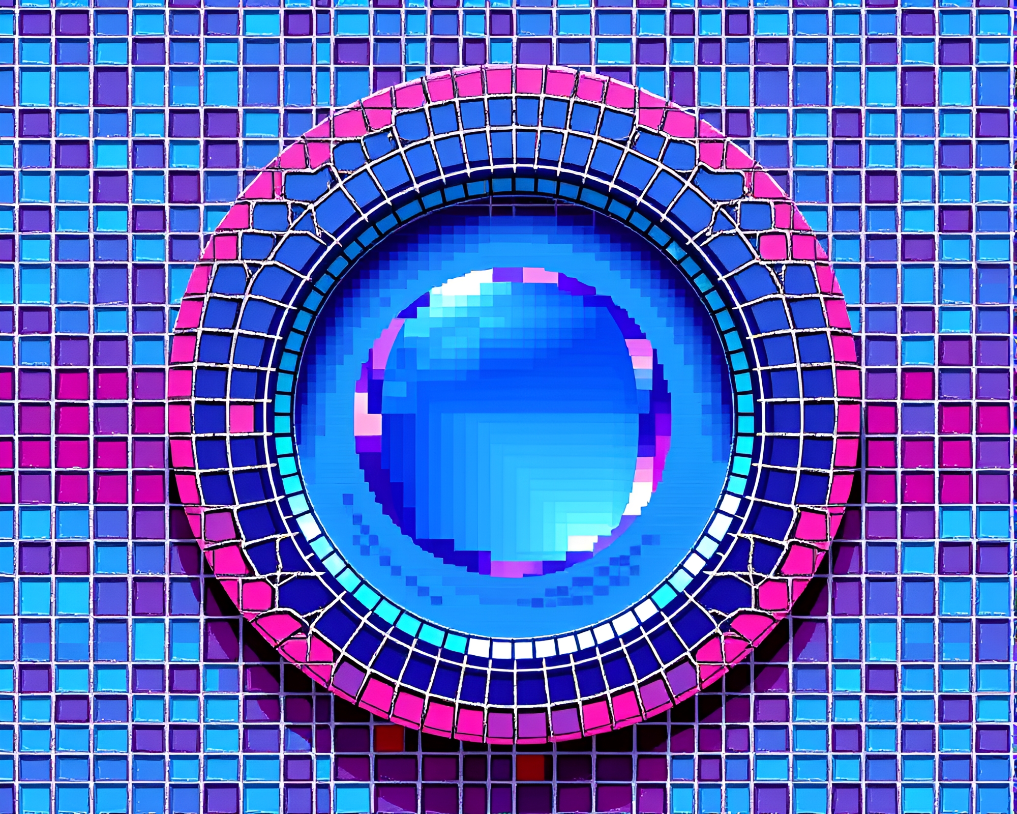 8-bit Prism Ring Mosaic Tiling Artwork – free AI stock image