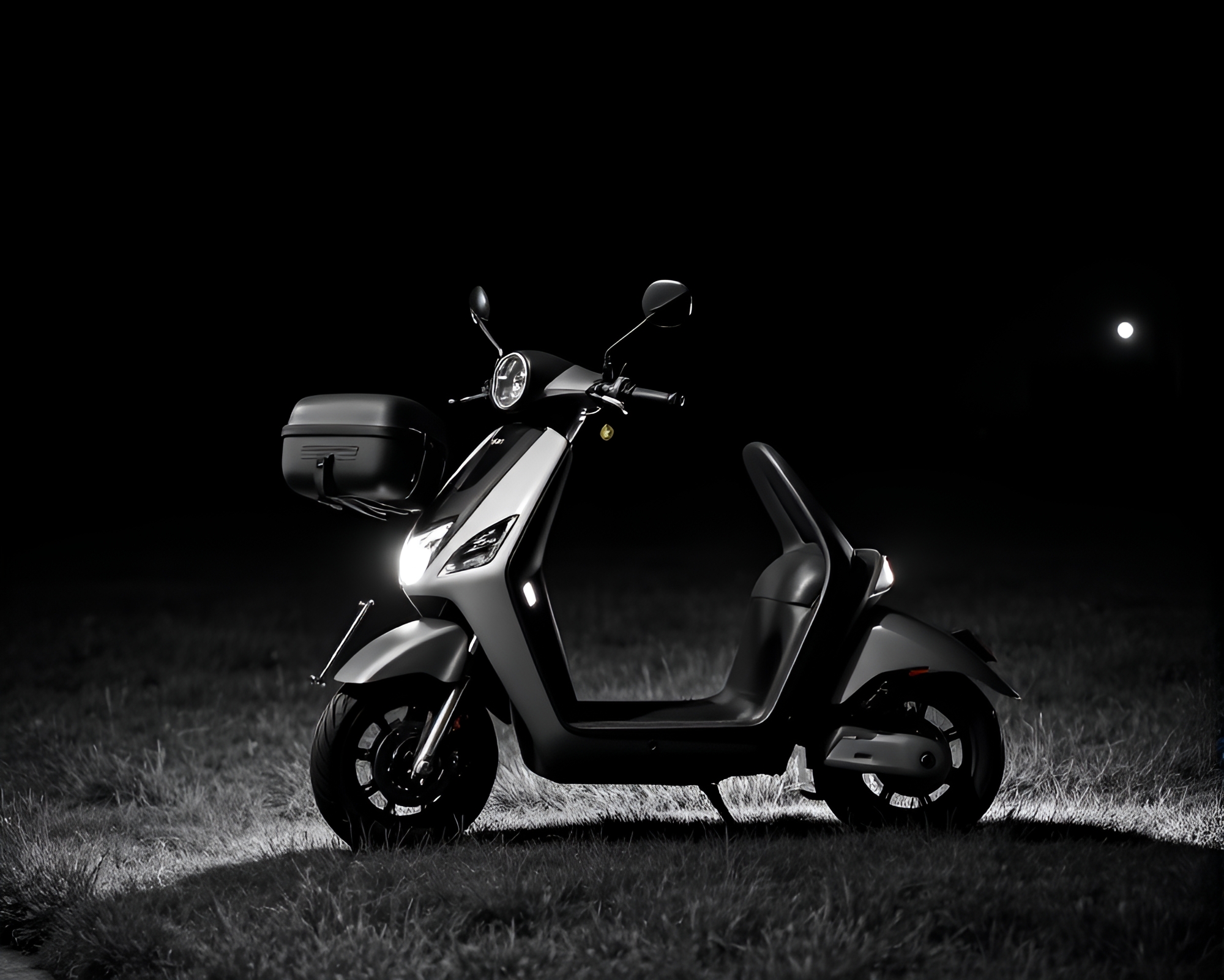 Off-Center Electric Scooter in High-Contrast Noir Style – free AI stock image