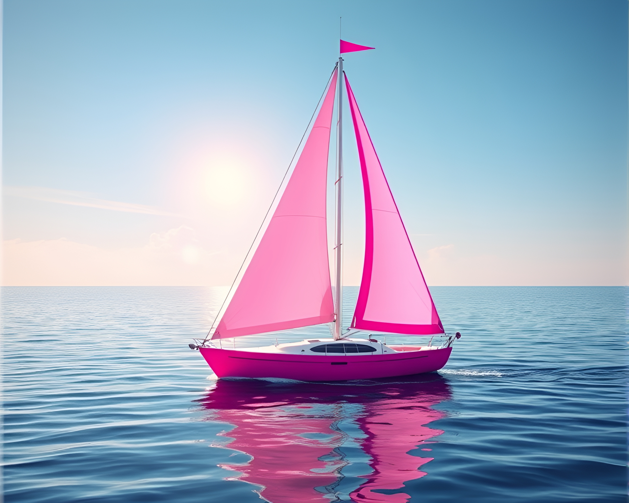 Magenta Solar Sailboat Minimalist Design – free AI stock image