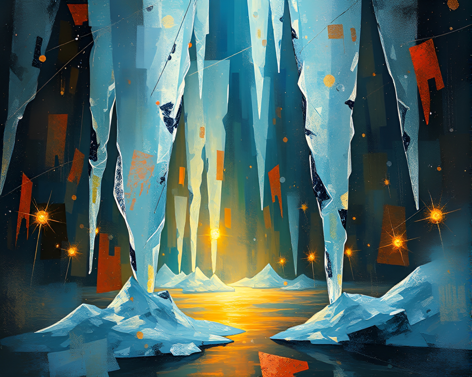 Opera-House Glow Surrealist Ice Crystals – free AI stock image