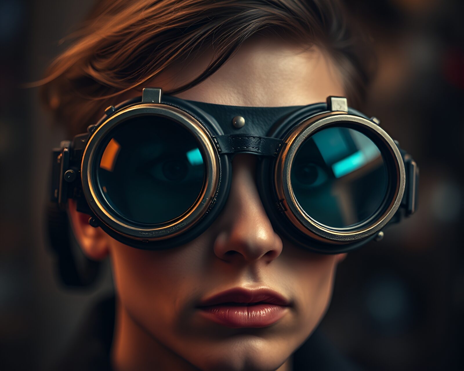 Vibrant image of intricate steampunk goggles in focus