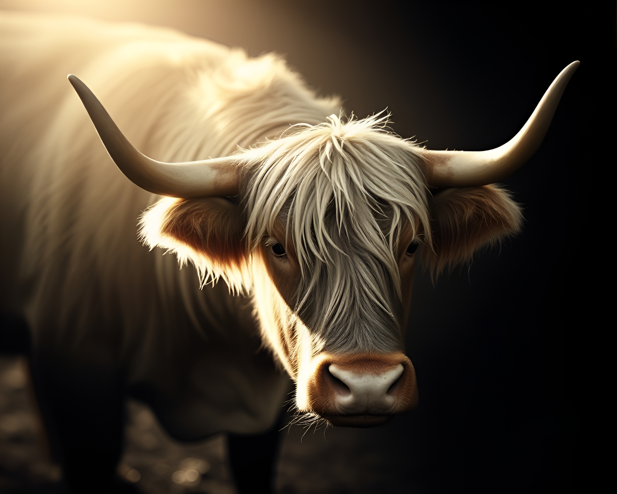 Highland Cow Silhouette in Sunset Reflections – free AI stock image
